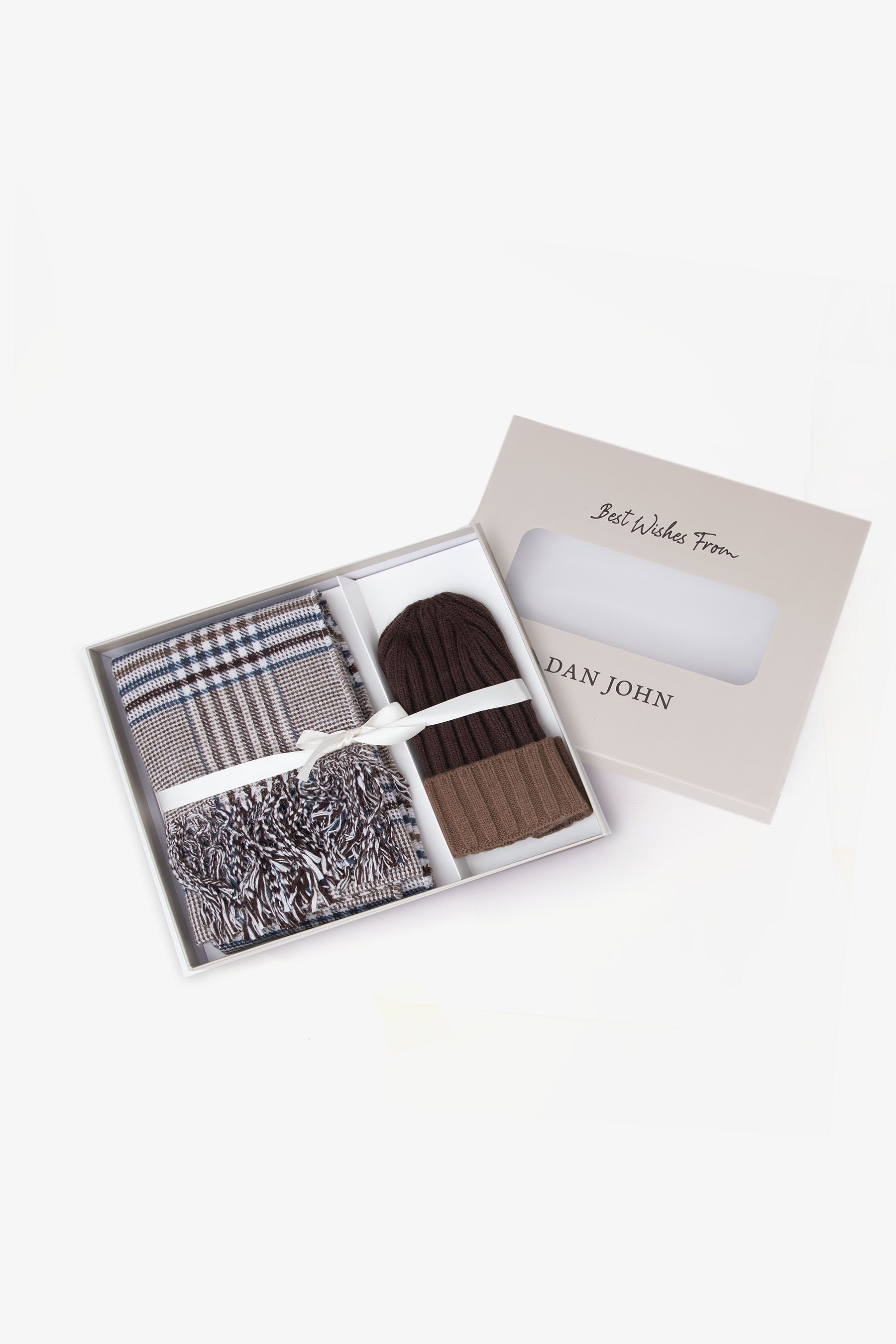 Kit sciarpa e cappello beanie bicolore moro-Dan John