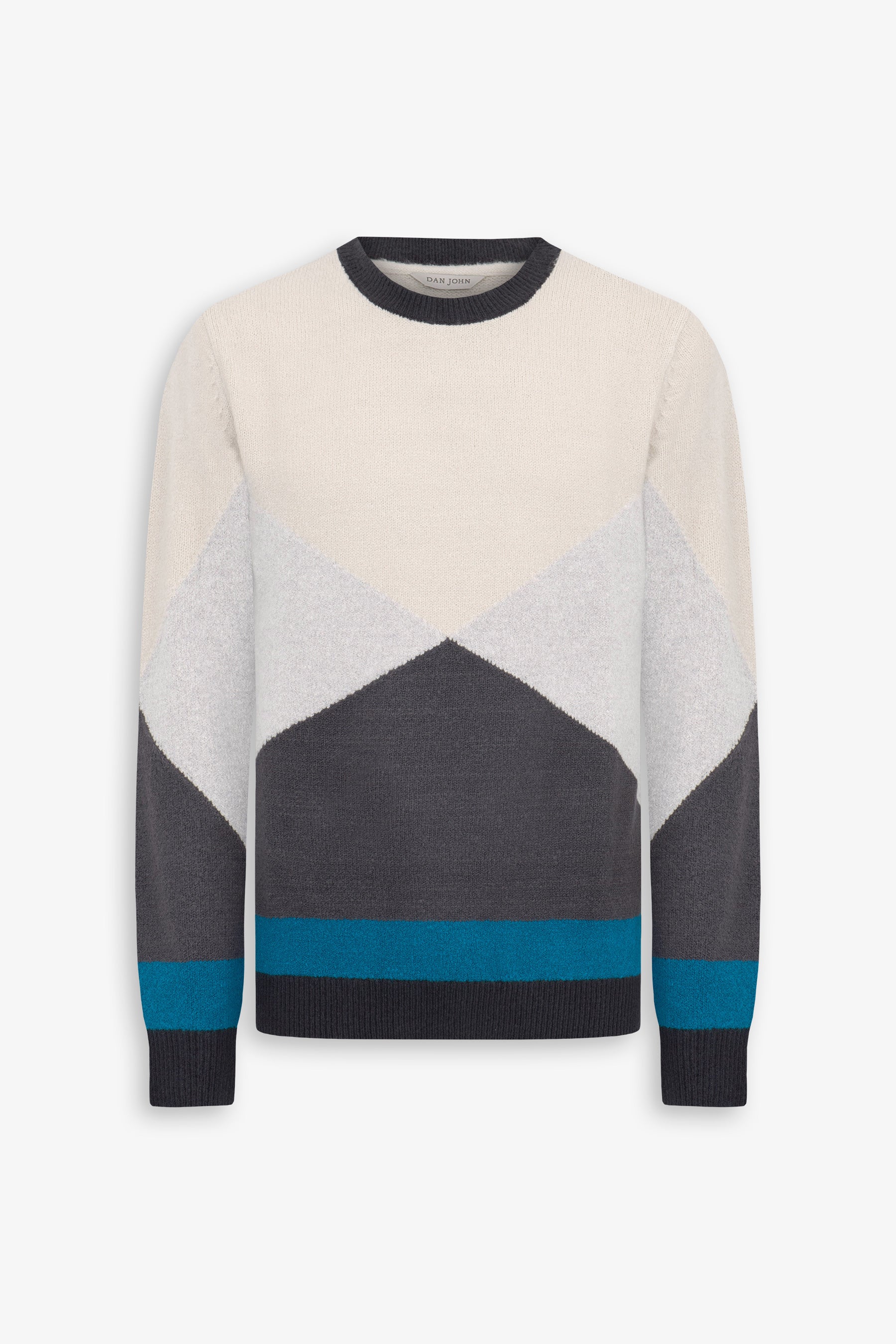 Maglia girocollo block color petrolio-Dan John