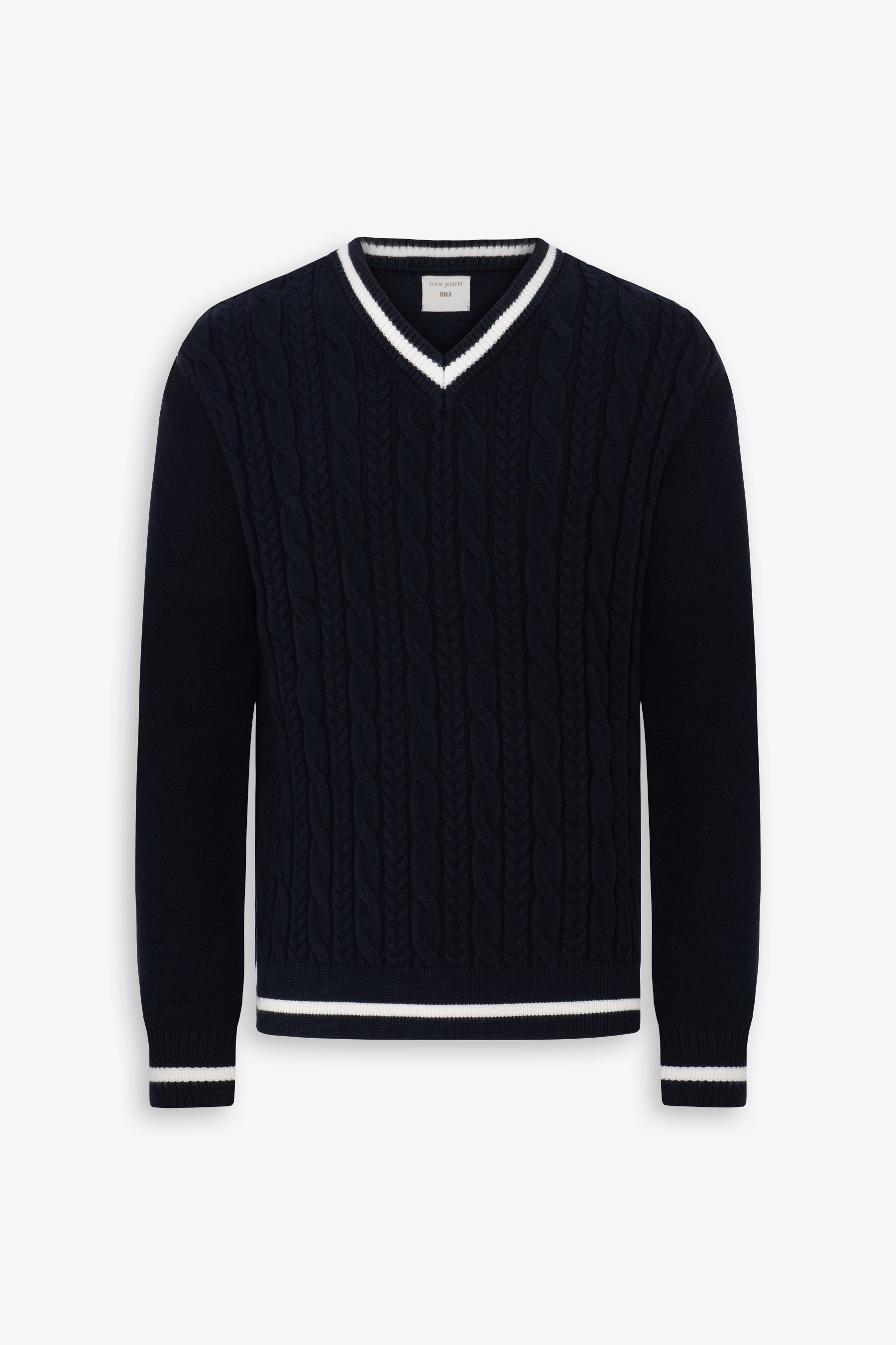 Maglia scollo a V college DNJ blu-Dan John
