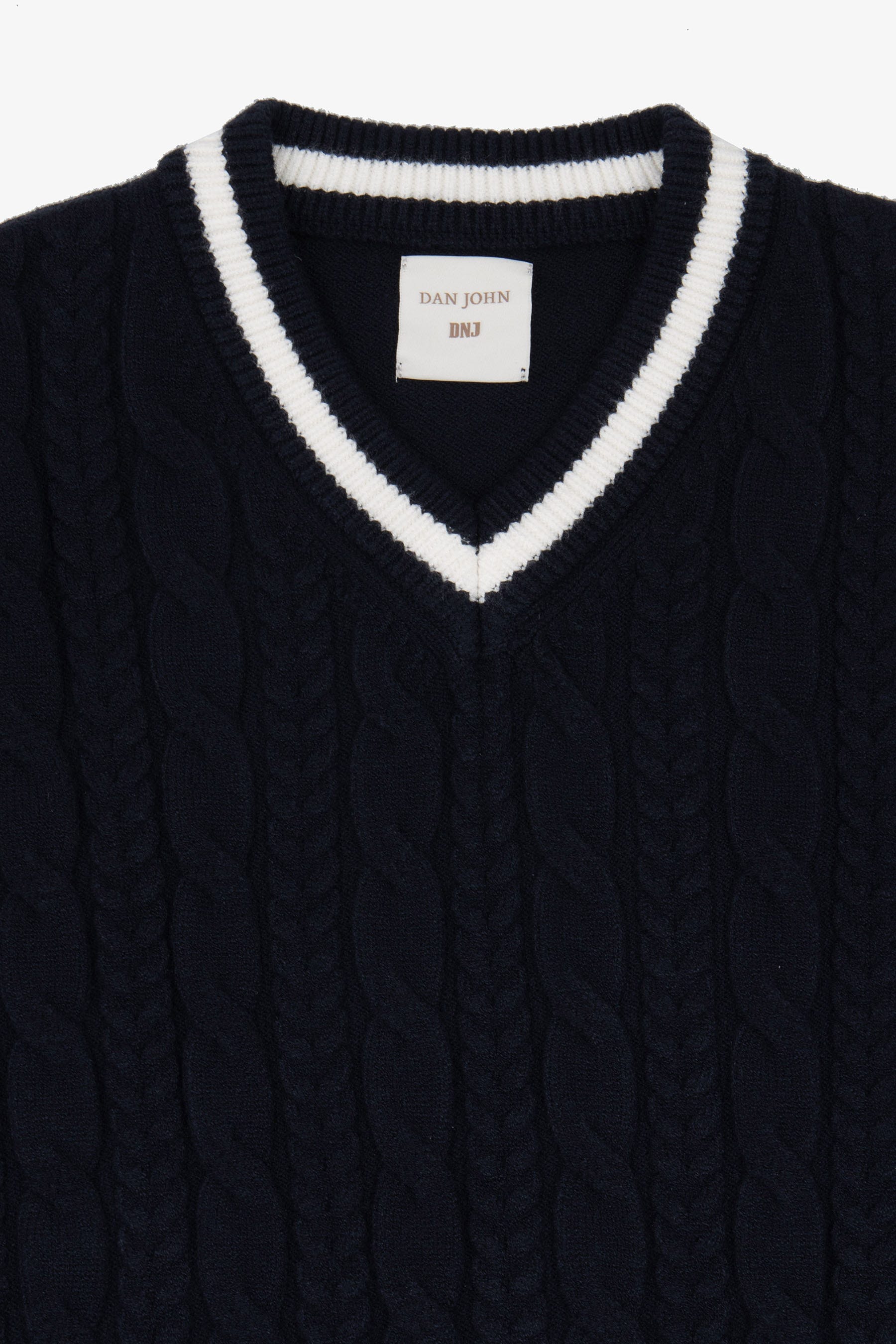 Maglia scollo a V college DNJ blu-Dan John