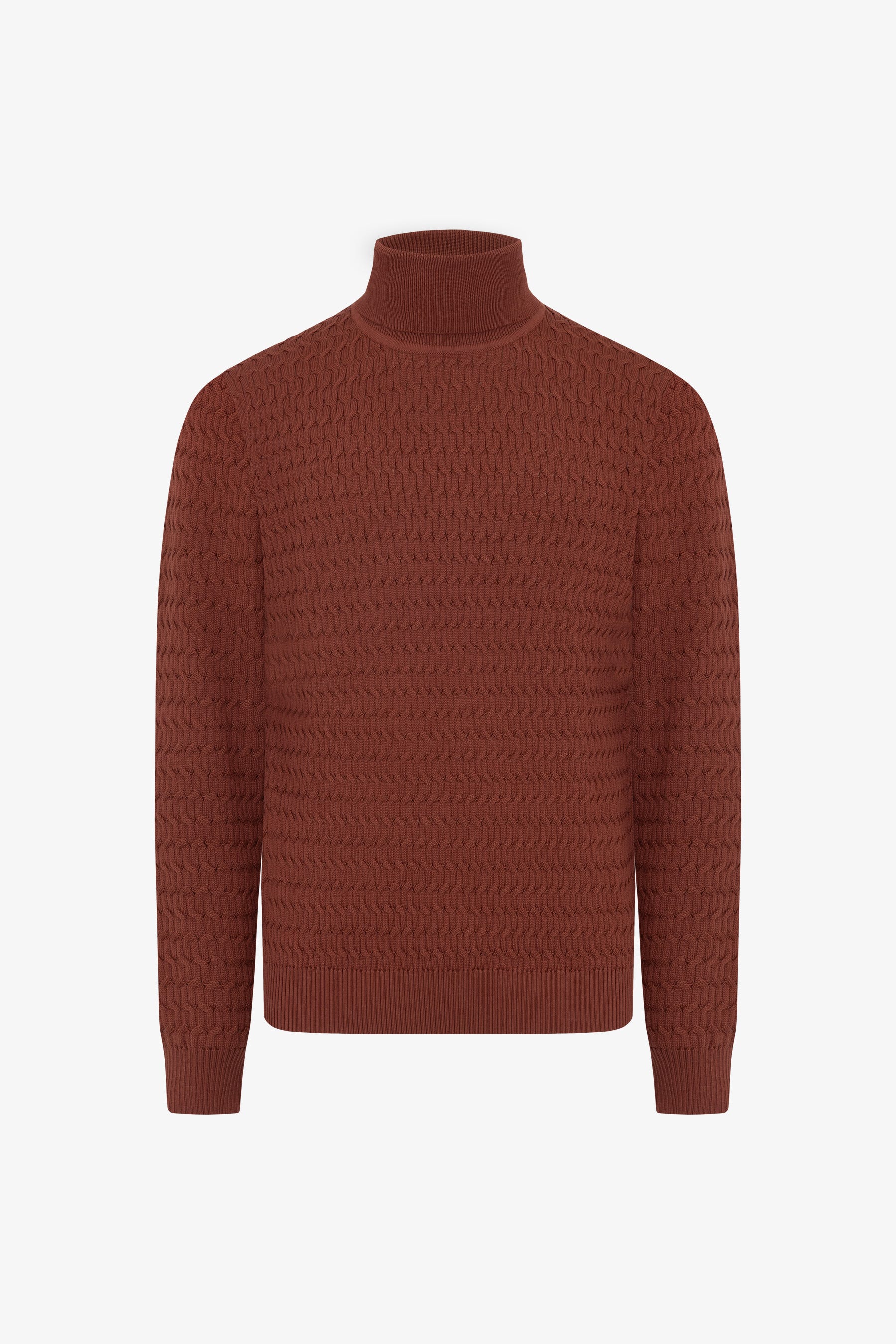 Maglia dolcevita a treccina coccio-Dan John