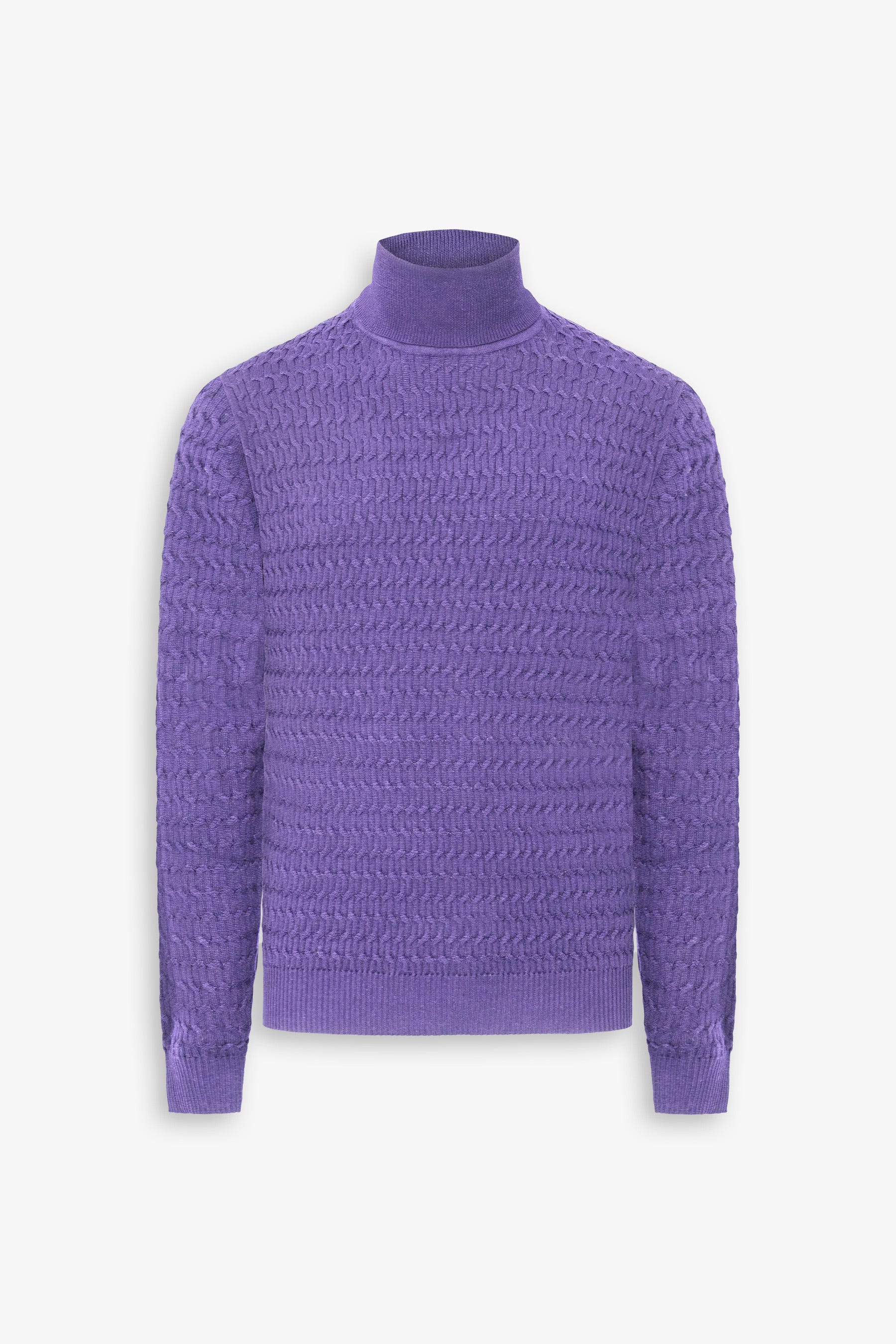 Maglia dolcevita a treccina viola-Dan John
