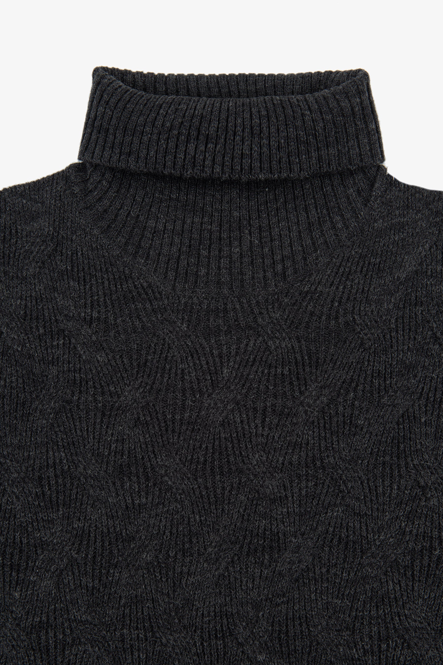 Maglia dolcevita a treccia discontinua antracite-Dan John