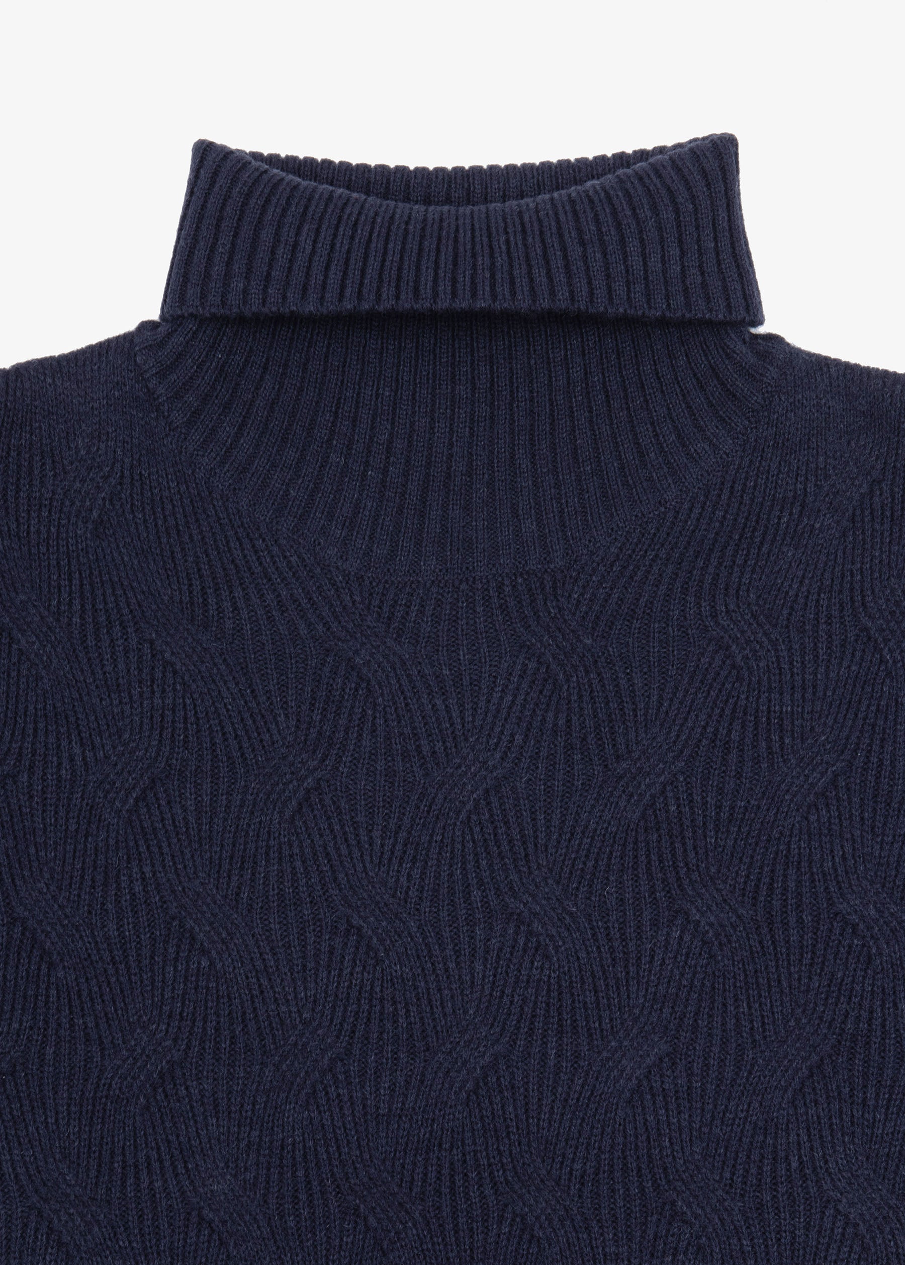 Maglia dolcevita a treccia discontinua blu-Dan John