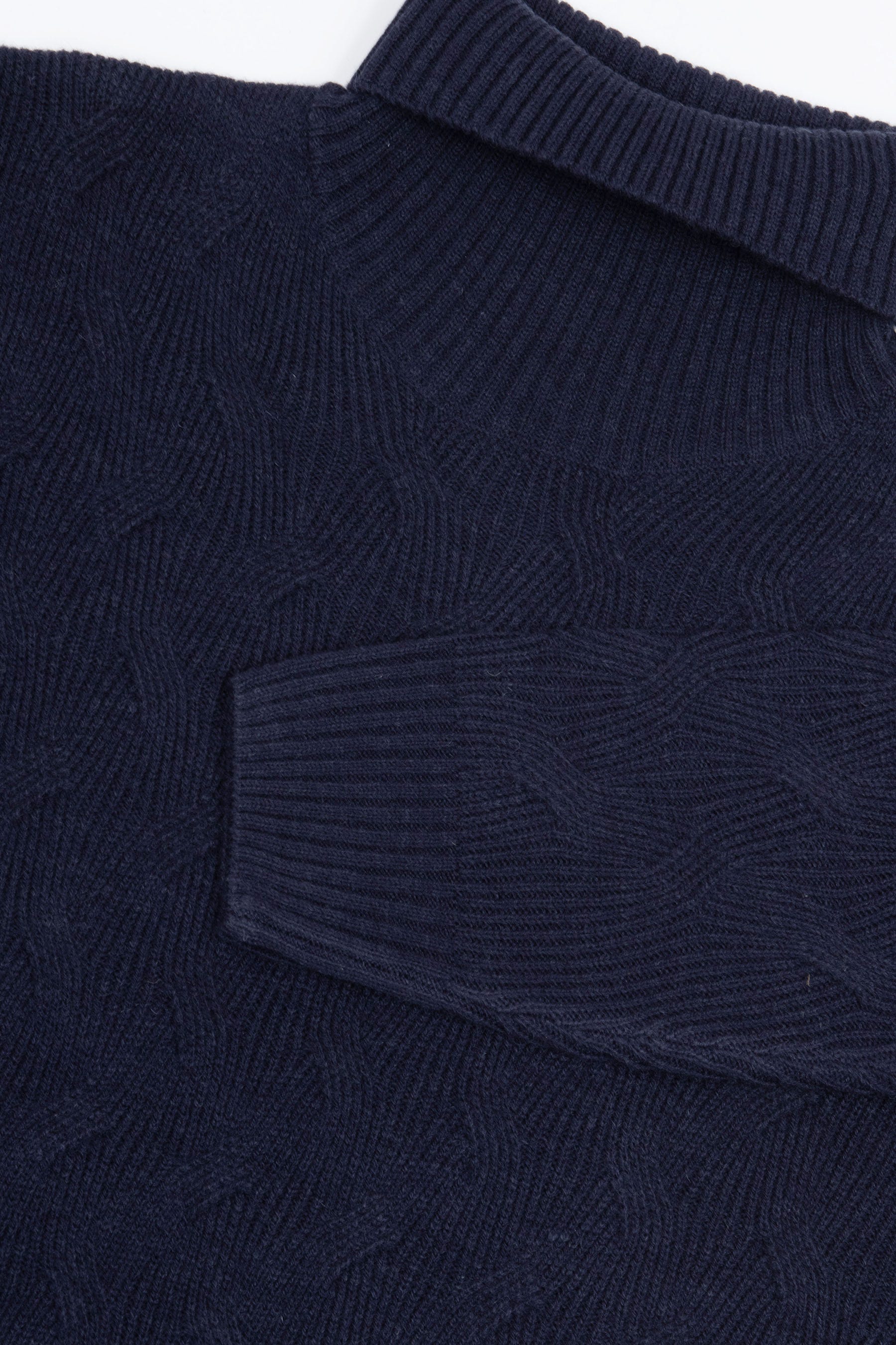 Maglia dolcevita a treccia discontinua blu-Dan John