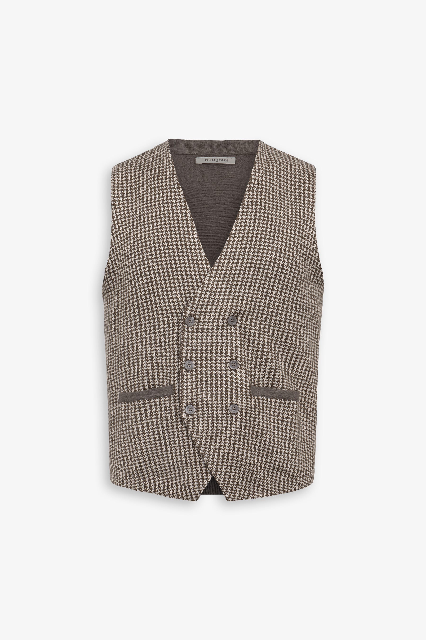 Gilet doppiopetto Pied de Poule tortora-Dan John