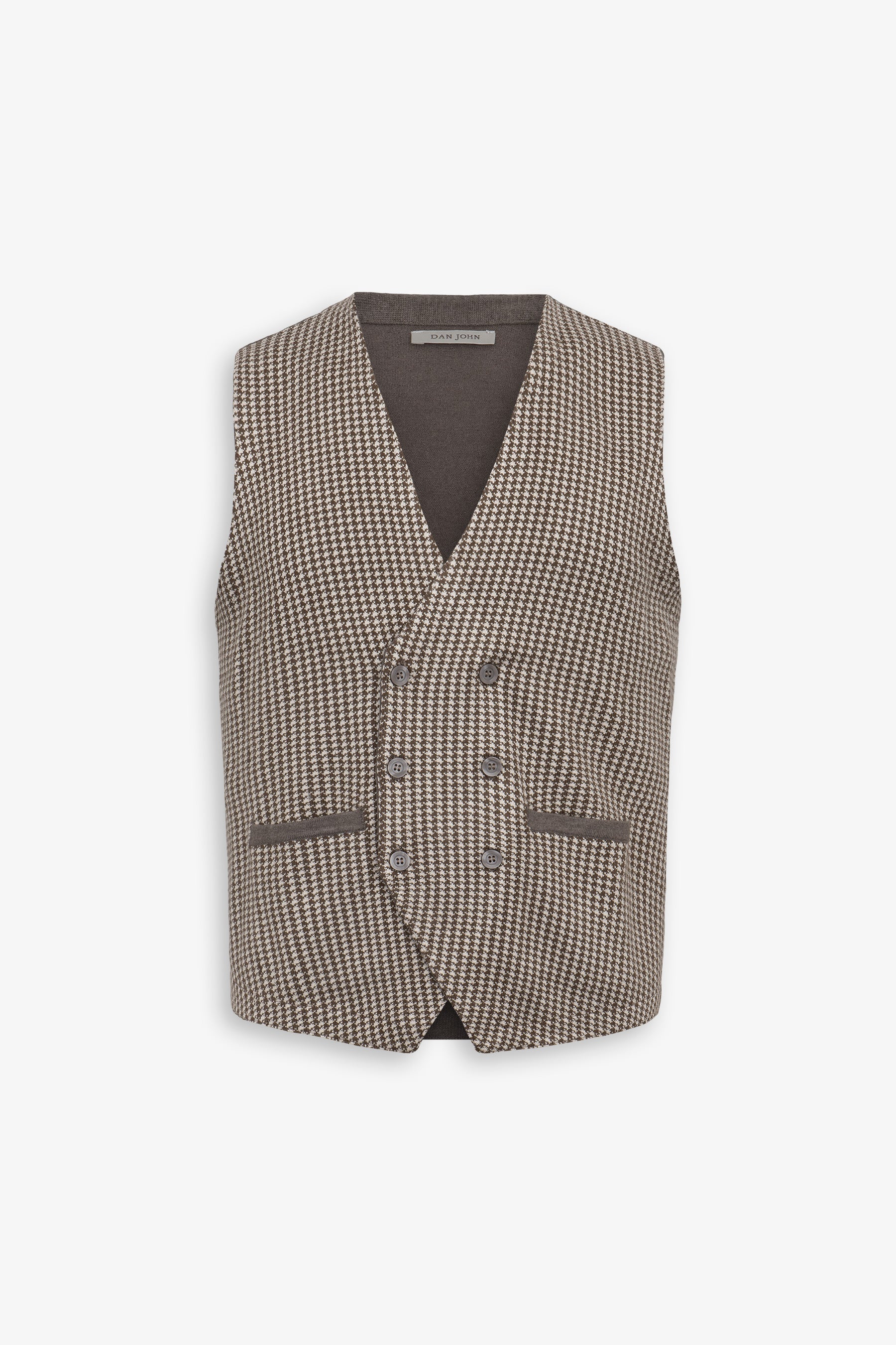 Gilet doppiopetto Pied de Poule tortora-Dan John