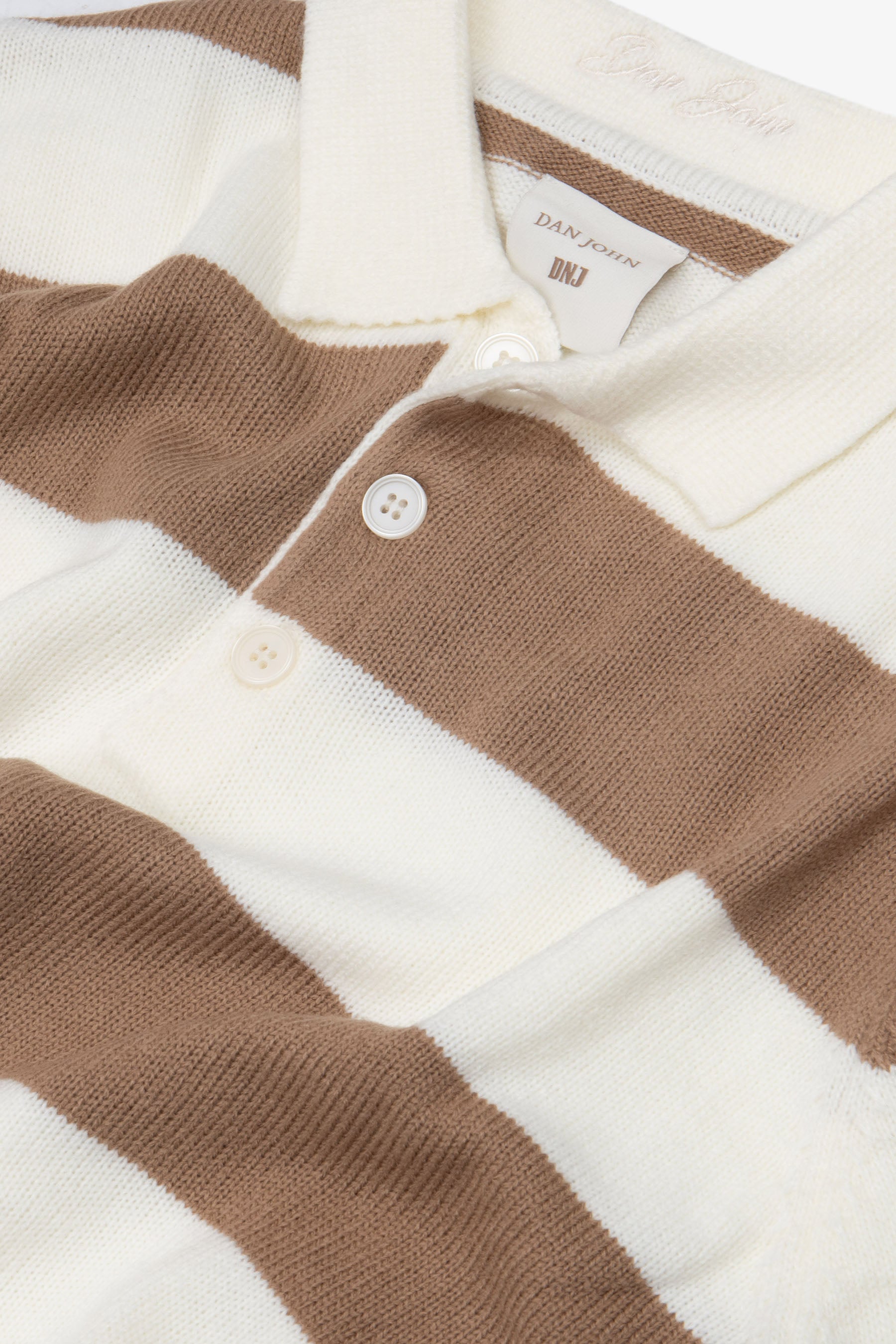 Polo in maglia rigata DNJ panna-Dan John