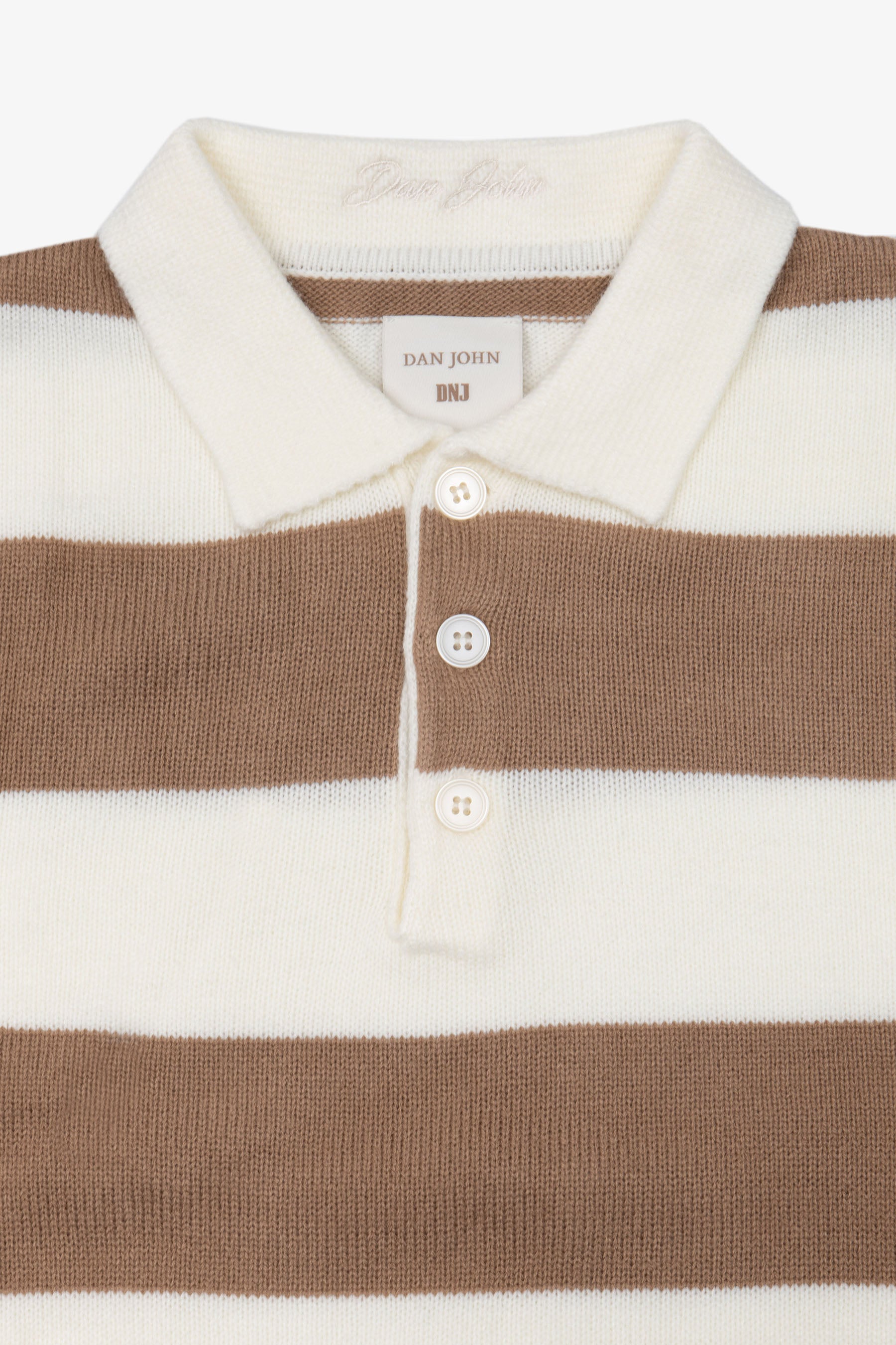 Polo in maglia rigata DNJ panna-Dan John