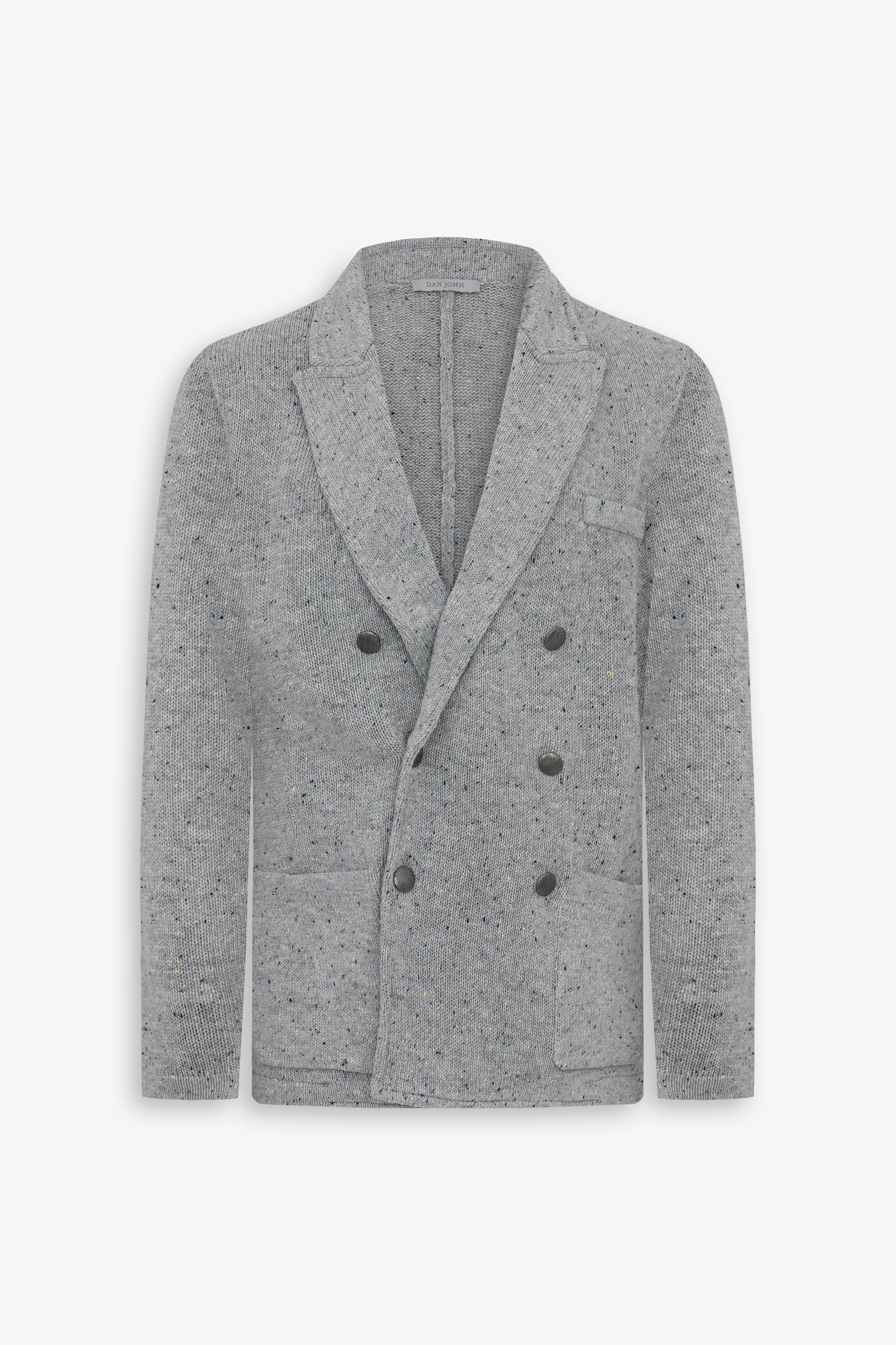 Giacca in maglia doppiopetto grigio chiaro-Dan John