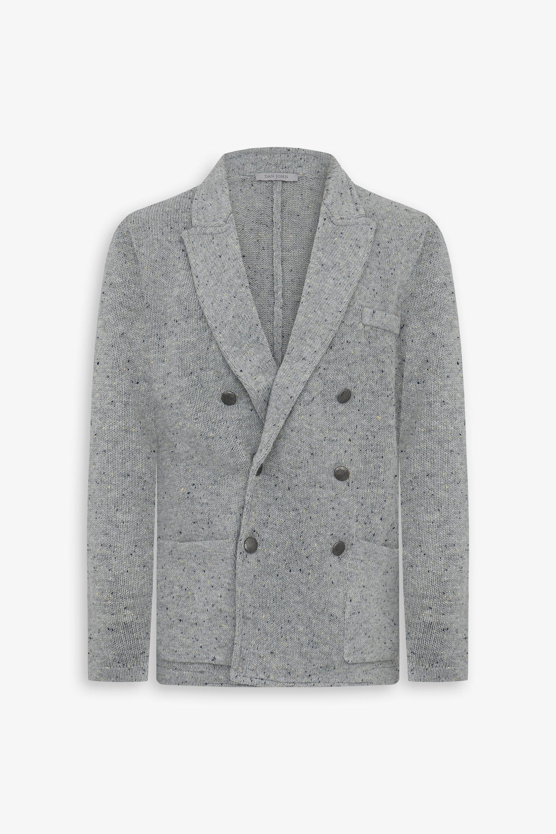 Giacca in maglia doppiopetto grigio chiaro-Dan John