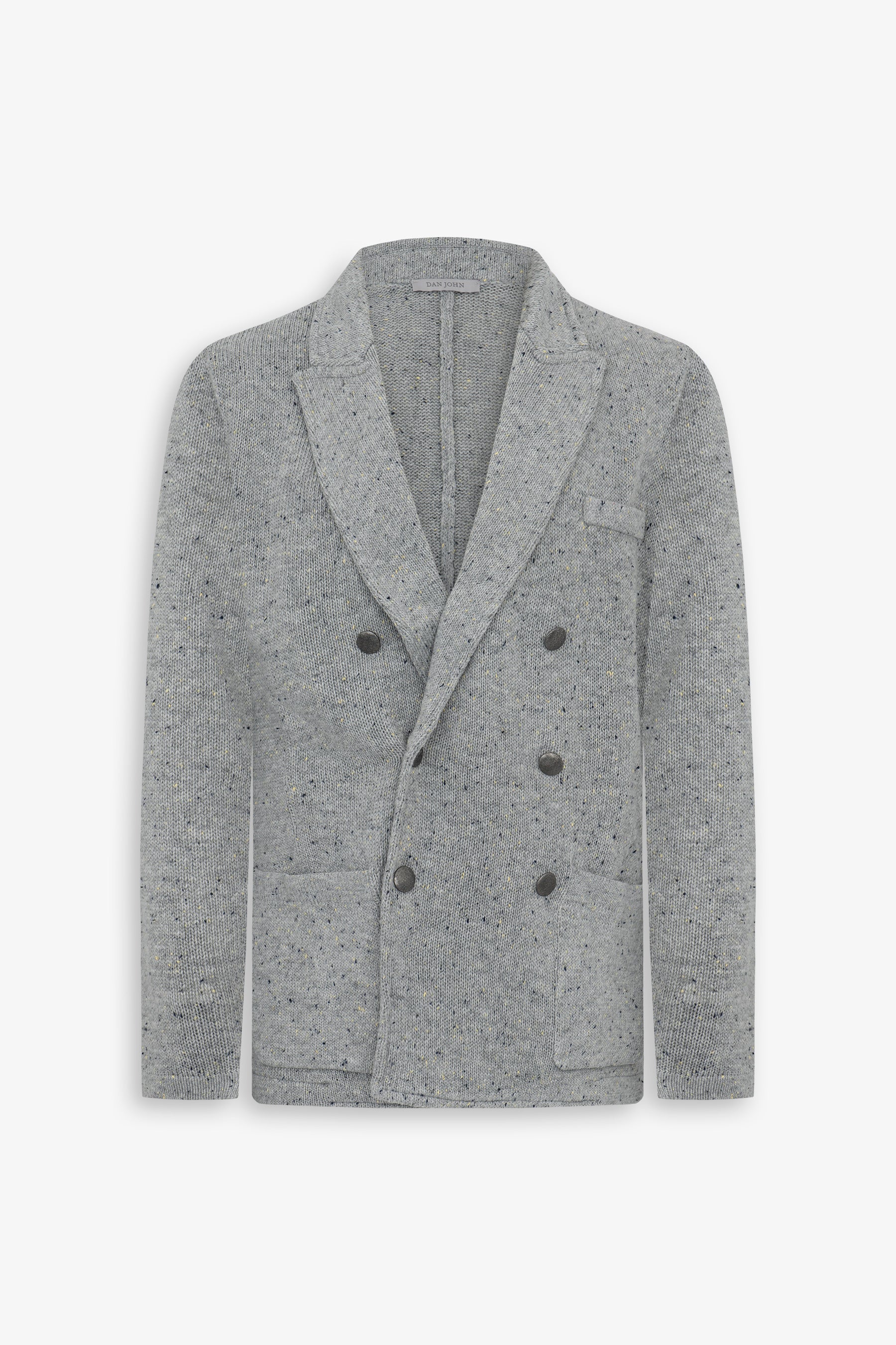 Giacca in maglia doppiopetto grigio chiaro-Dan John