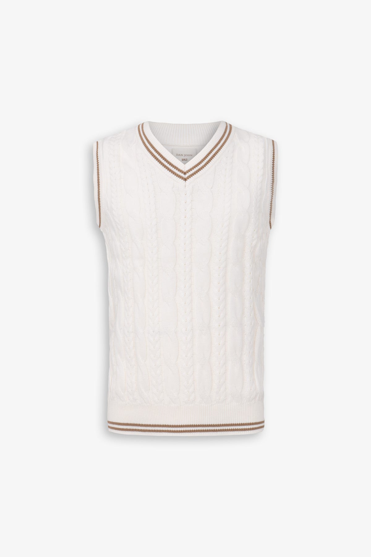 Gilet in maglia treccia DNJ panna-Dan John