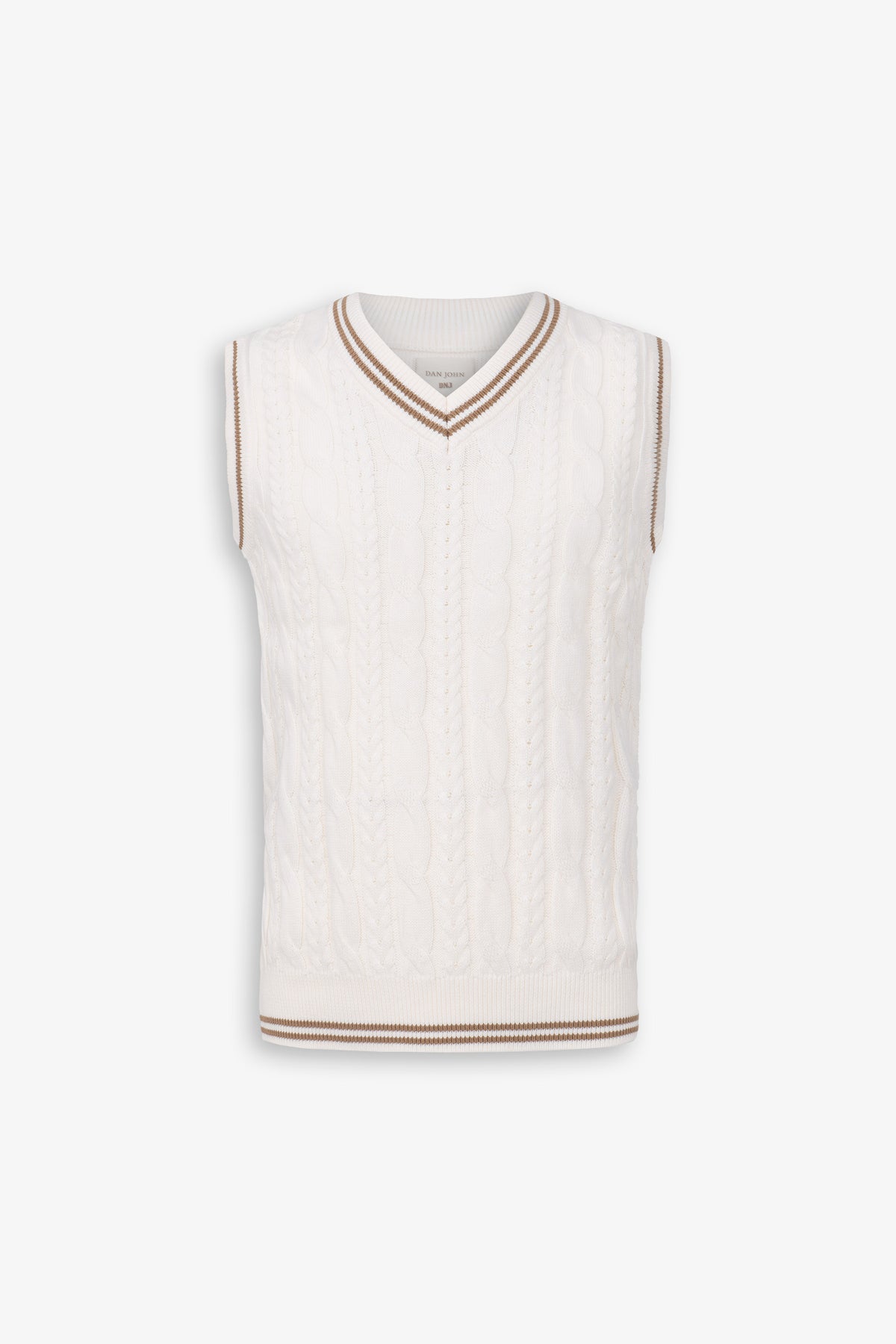 Gilet in maglia treccia DNJ panna-Dan John