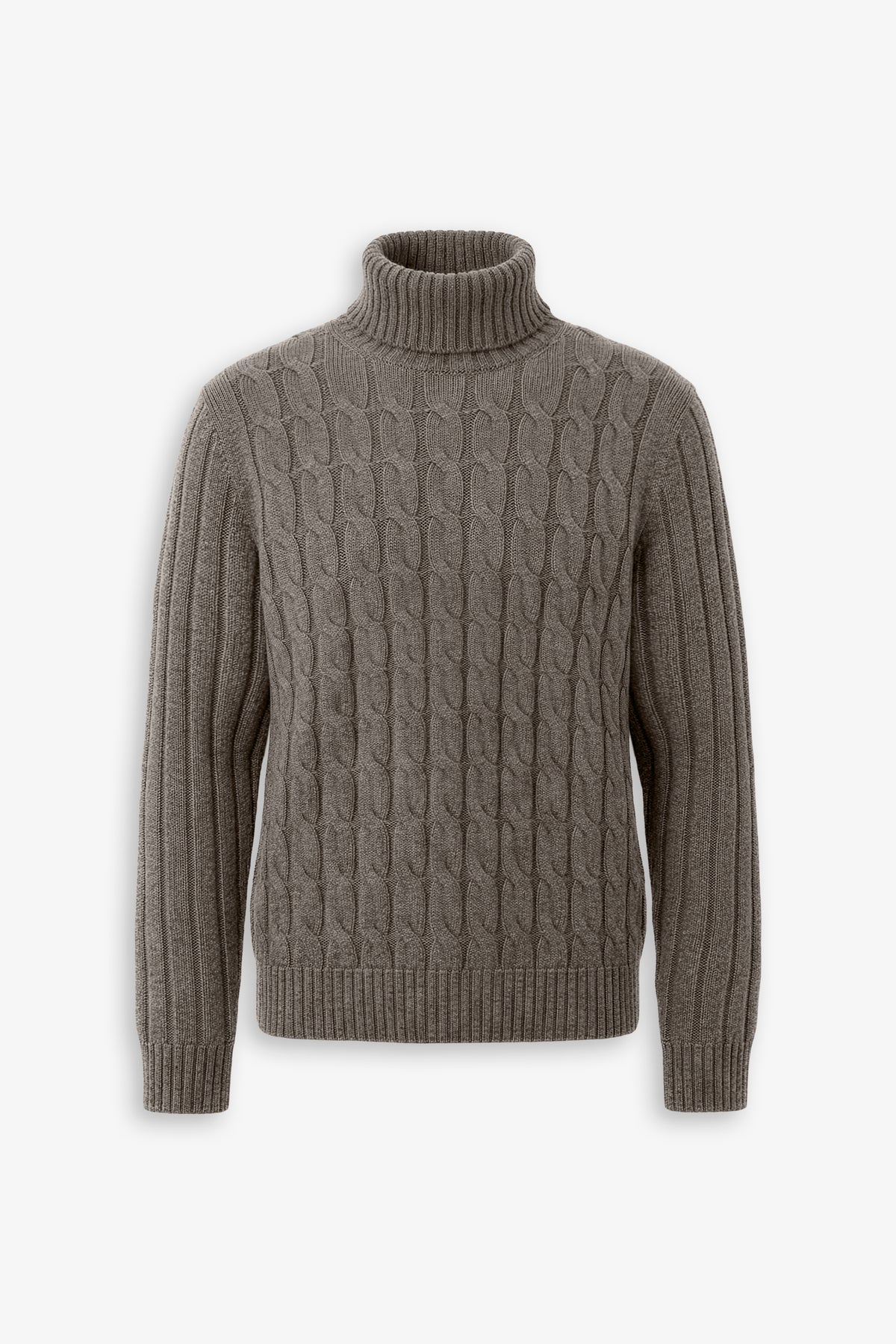 Maglia dolcevita treccia fango