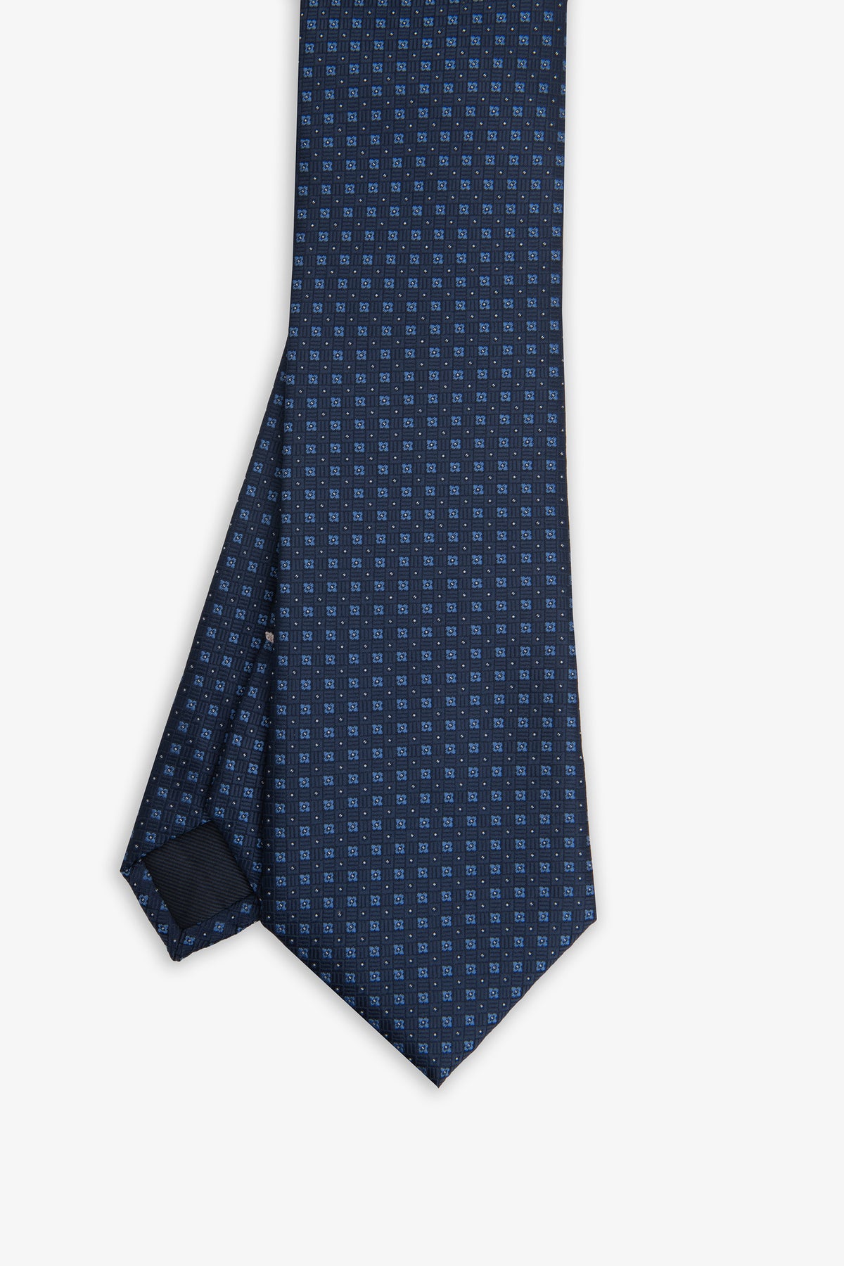 Cravatta jacquard micro fiore blu