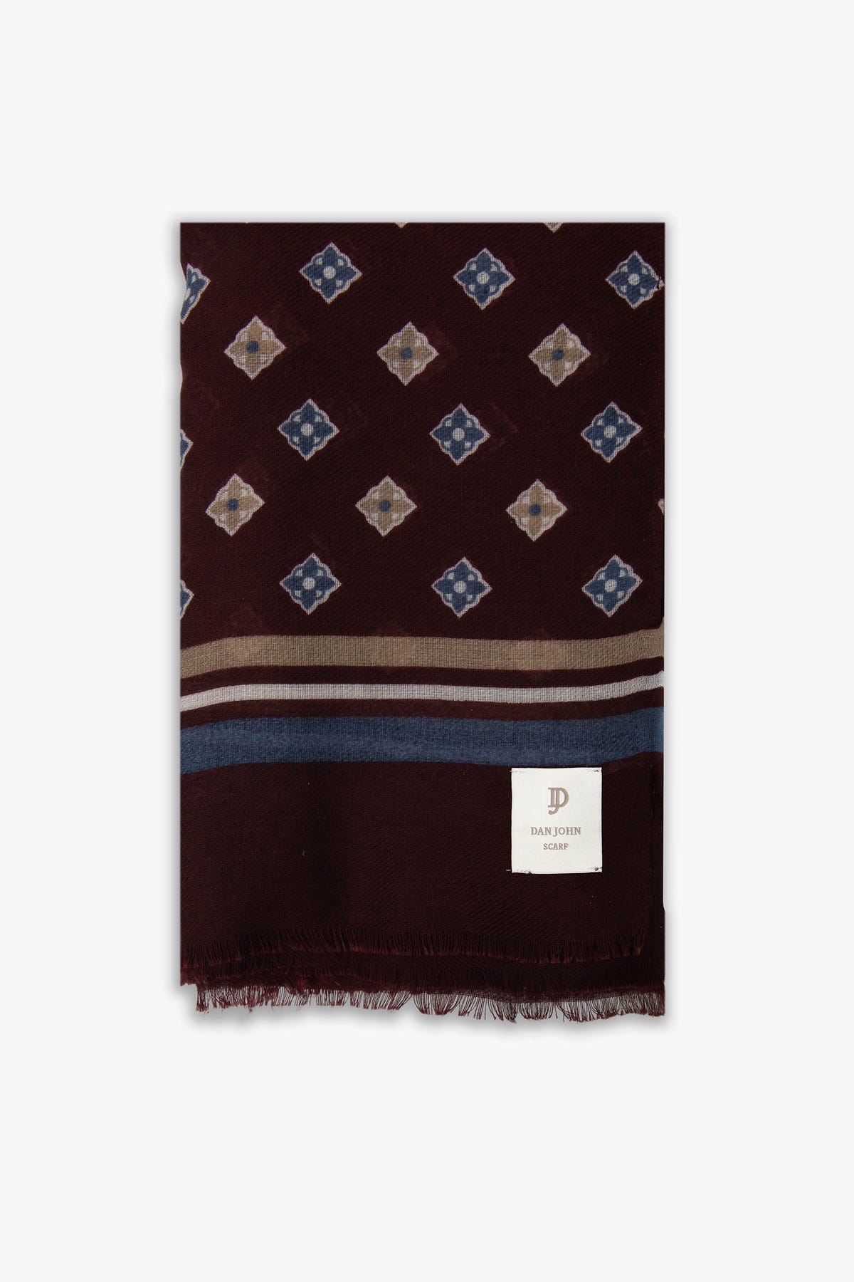 Pashmina disegno geometrico bordeaux