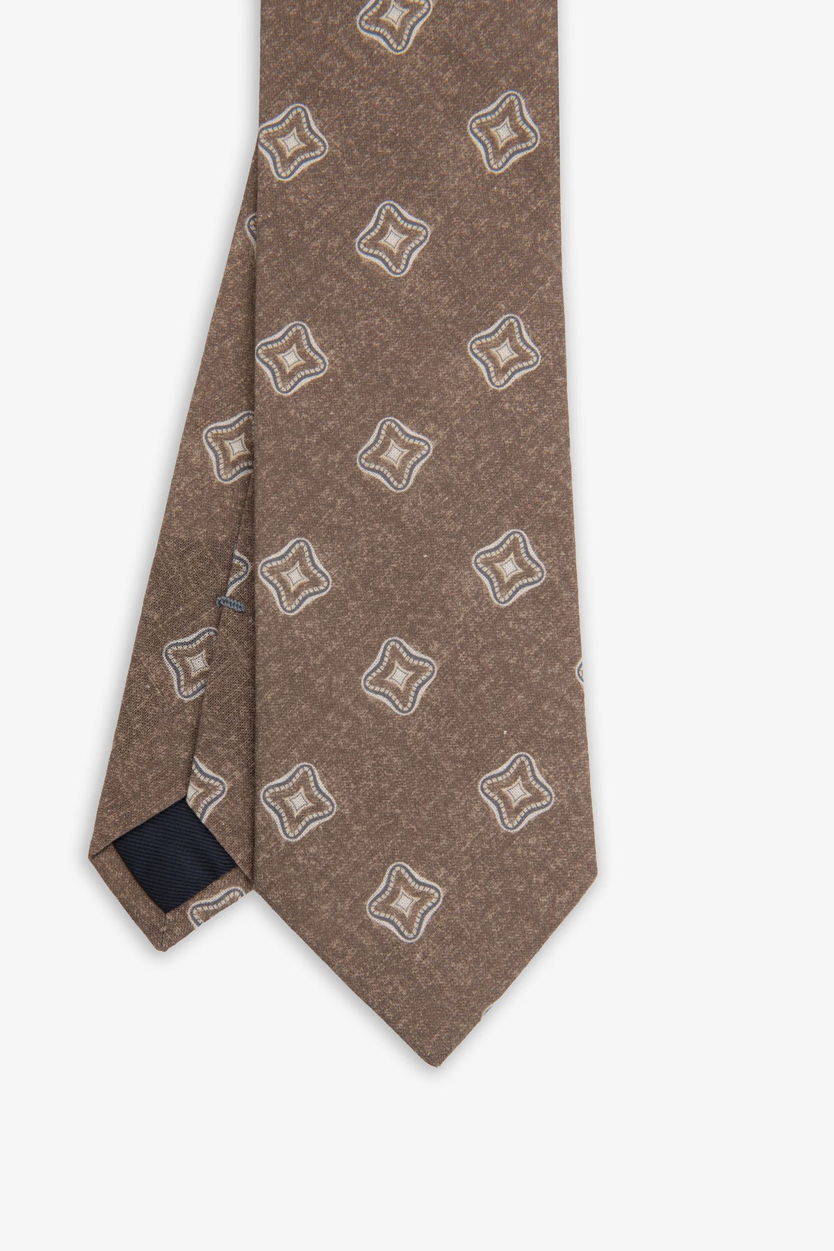 Cravatta cotone micro rombi tabacco