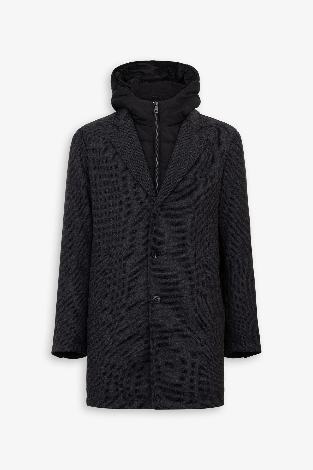 Cappotto monopetto con pettorina nero