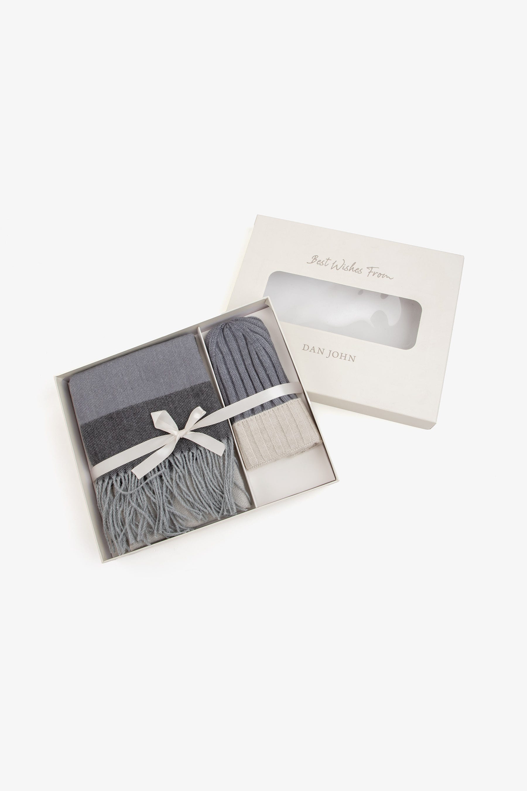 Kit sciarpa e cappello beanie bicolore grigio-Dan John