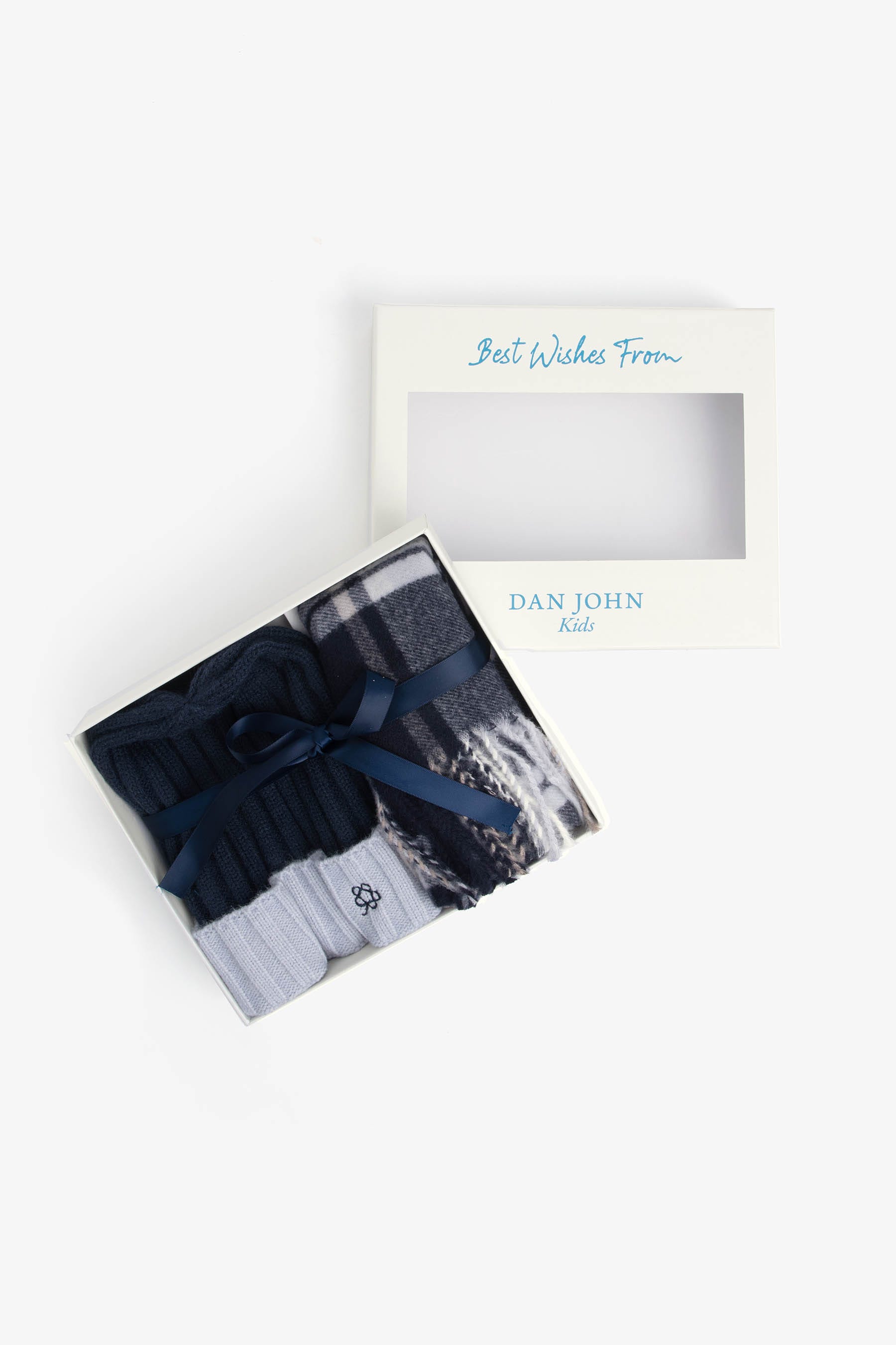 Kit sciarpa e cappello beanie bicolore blu Kids-Dan John