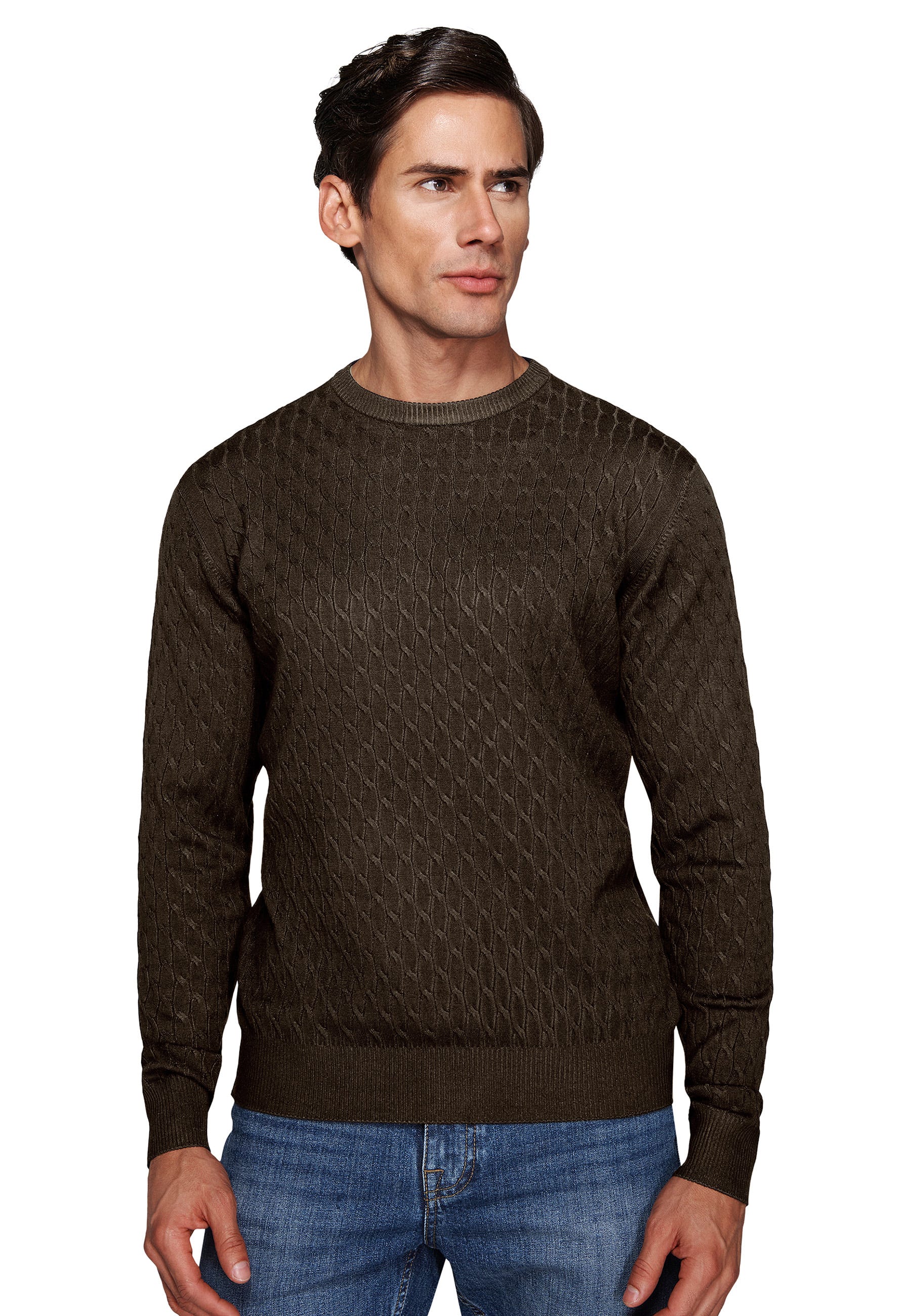Maglia girocollo treccia moro