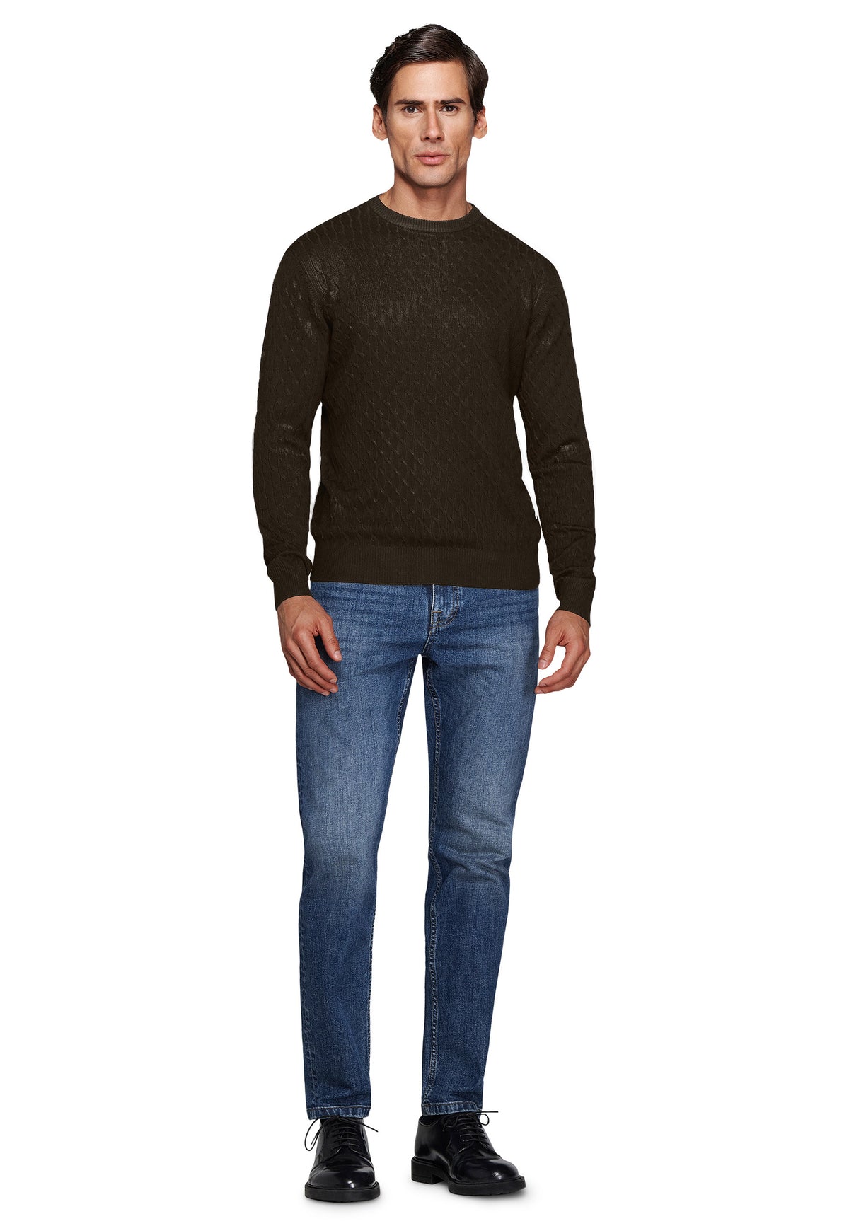 Maglia girocollo treccia moro