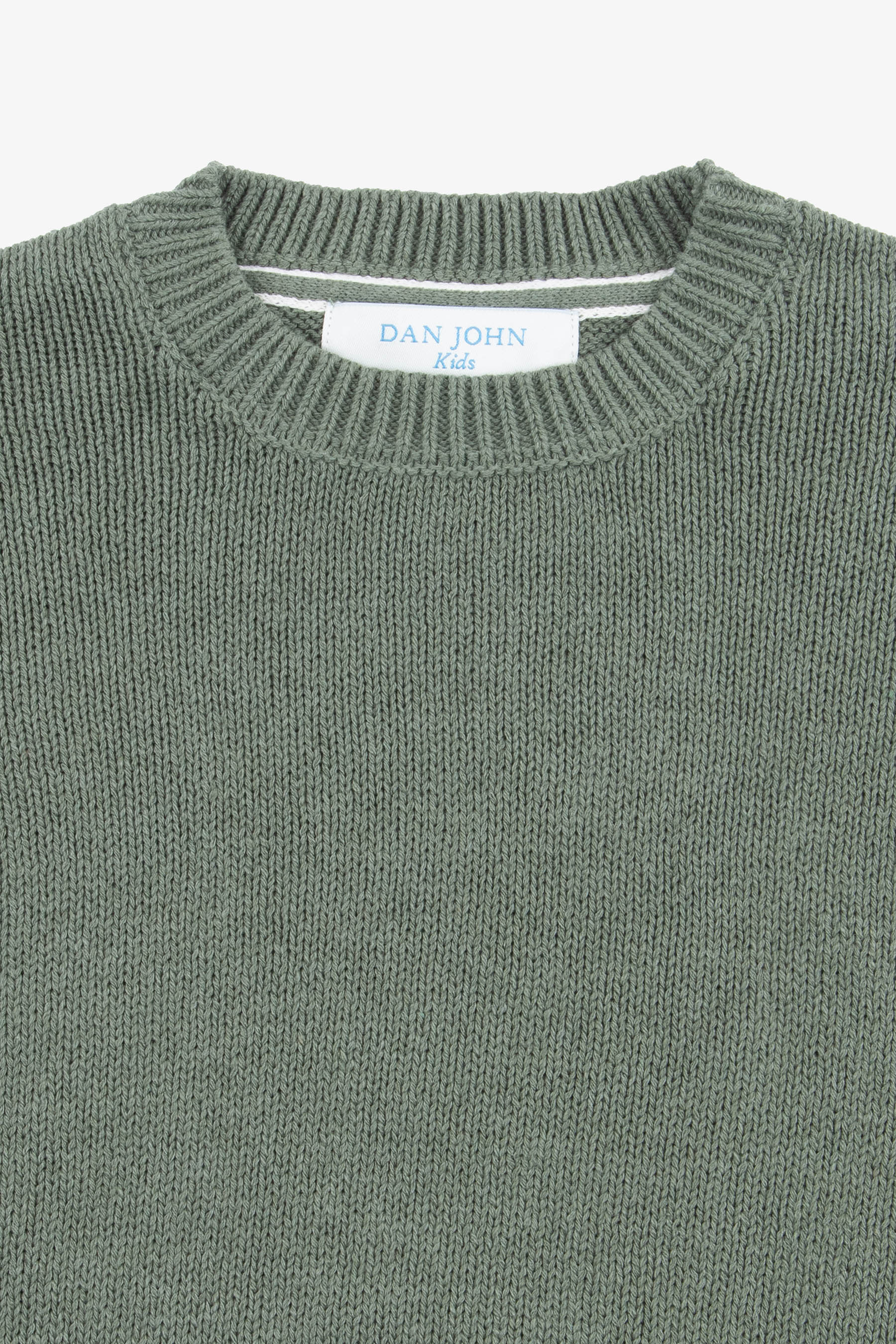 KIDS Green plain knit crewneck sweater