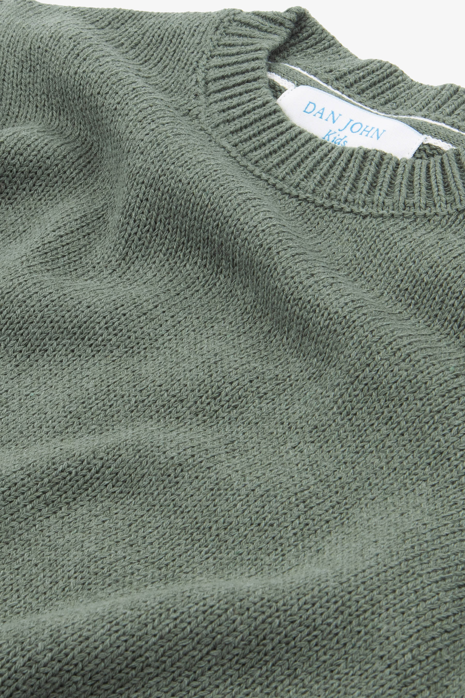 KIDS Green plain knit crewneck sweater