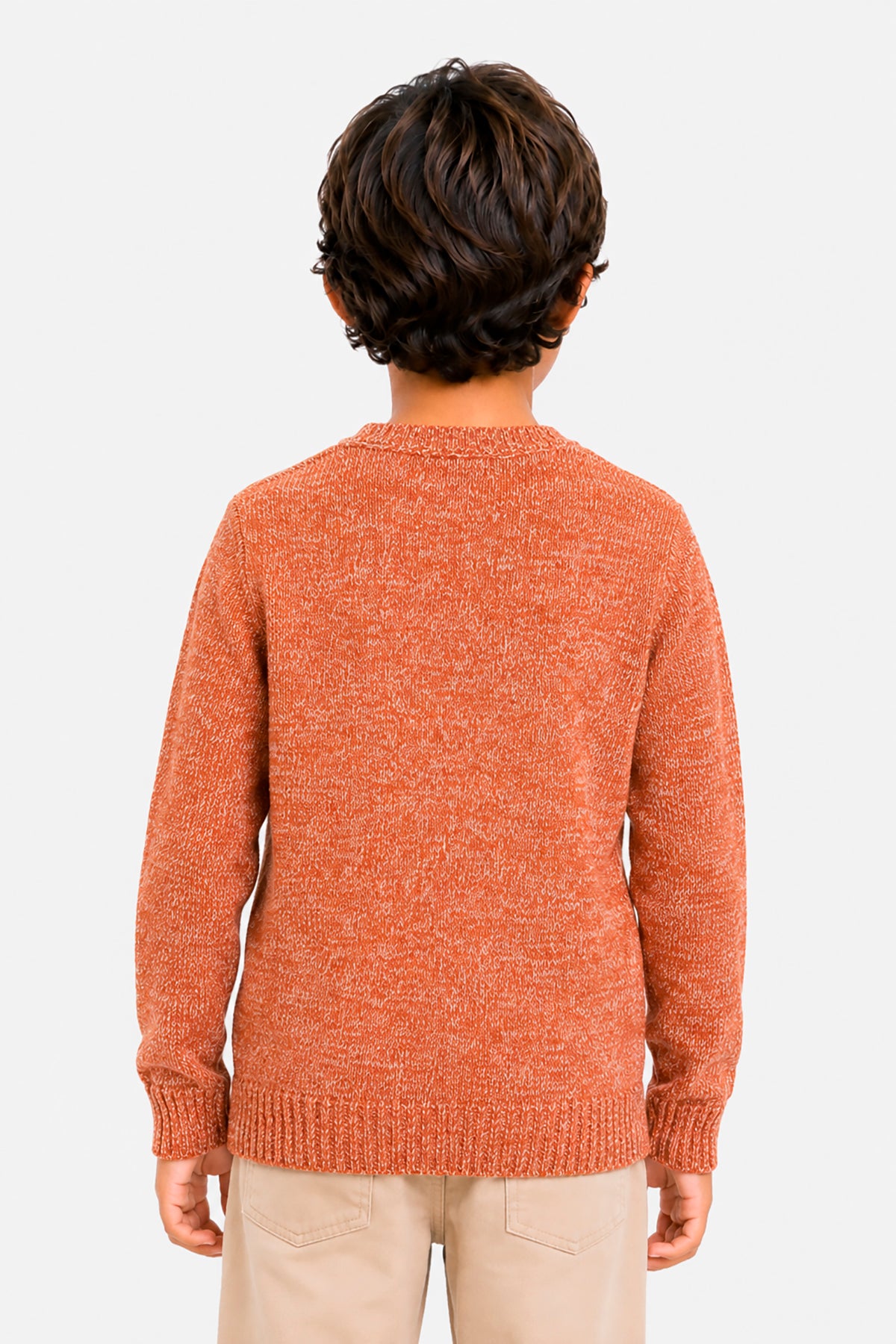 KIDS Orange mouliné crewneck sweater