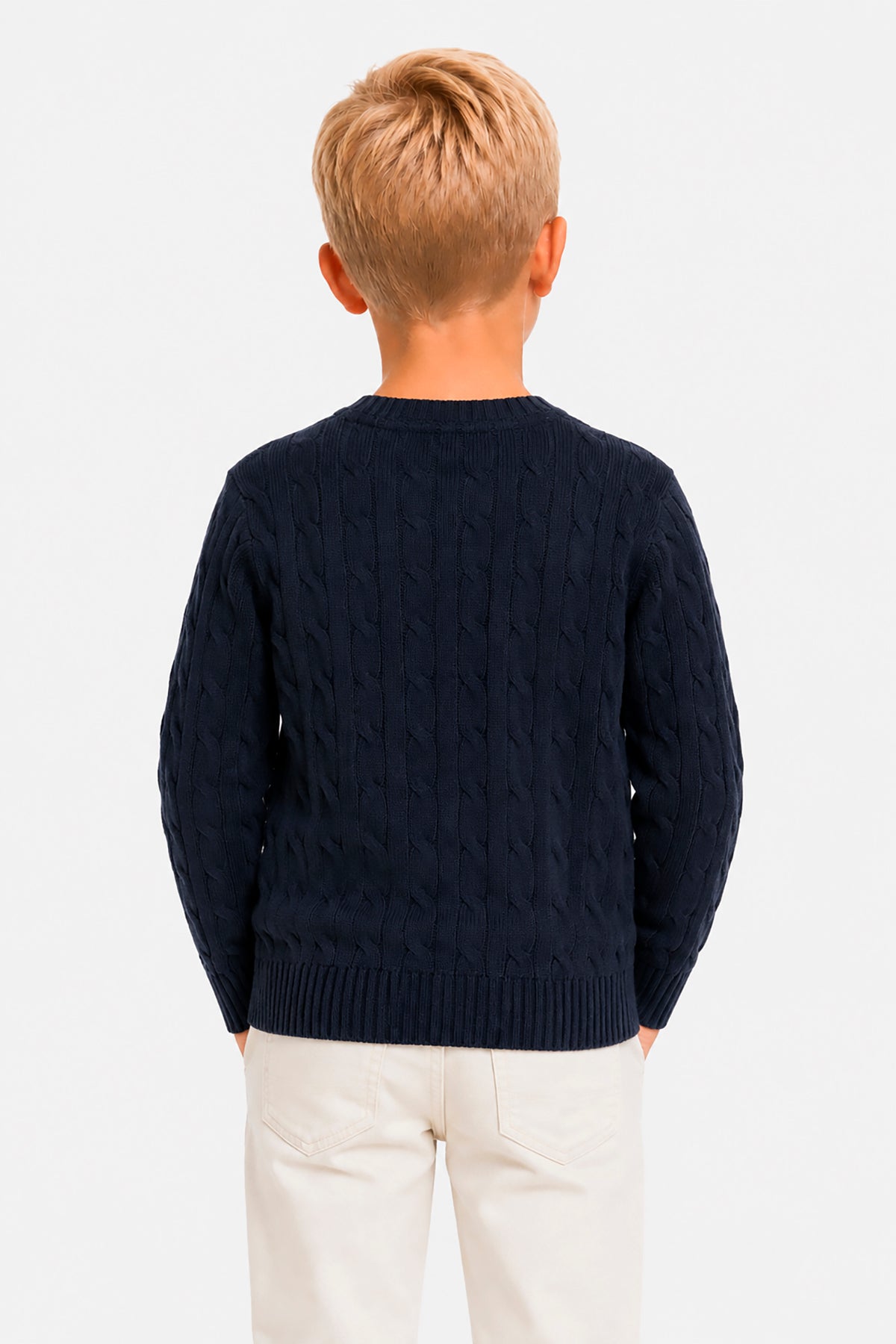 Blauer Rollkragenpullover mit Zopfmuster Kids