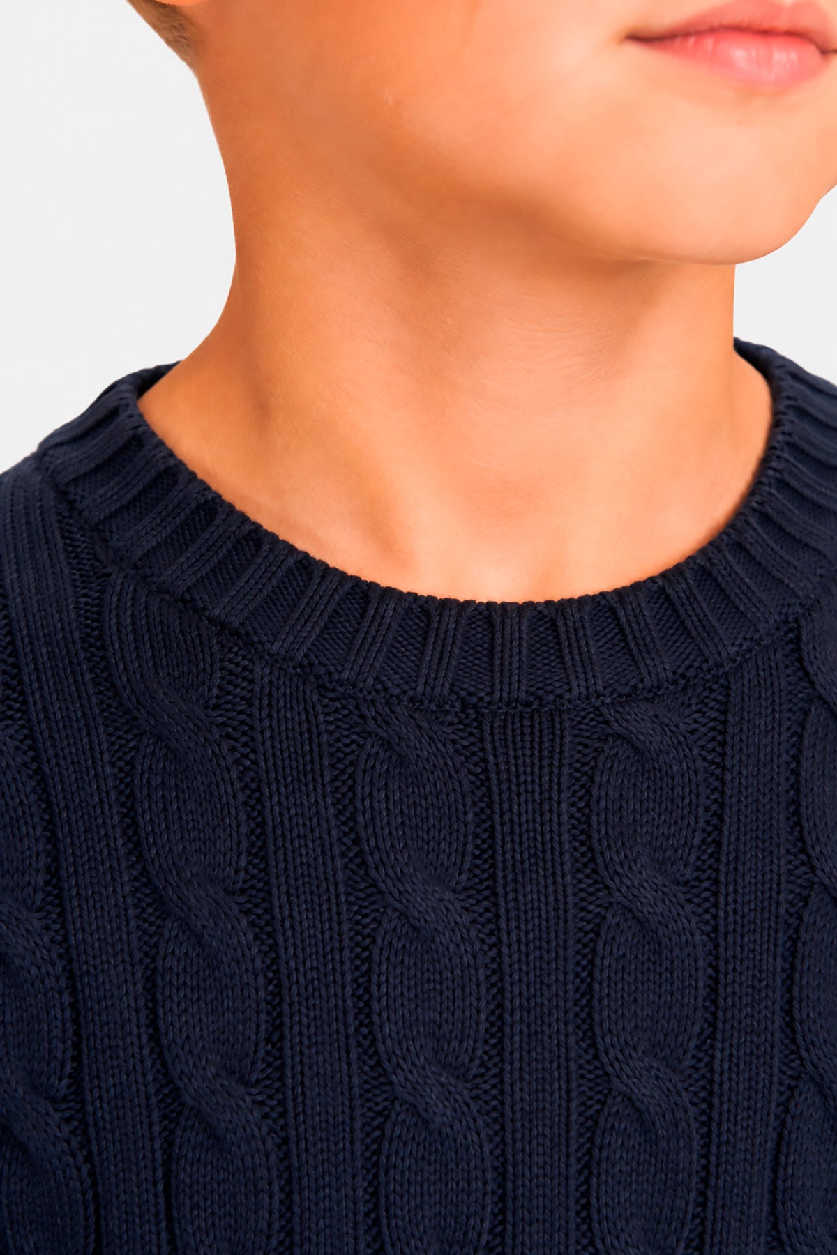 Blauer Rollkragenpullover mit Zopfmuster Kids