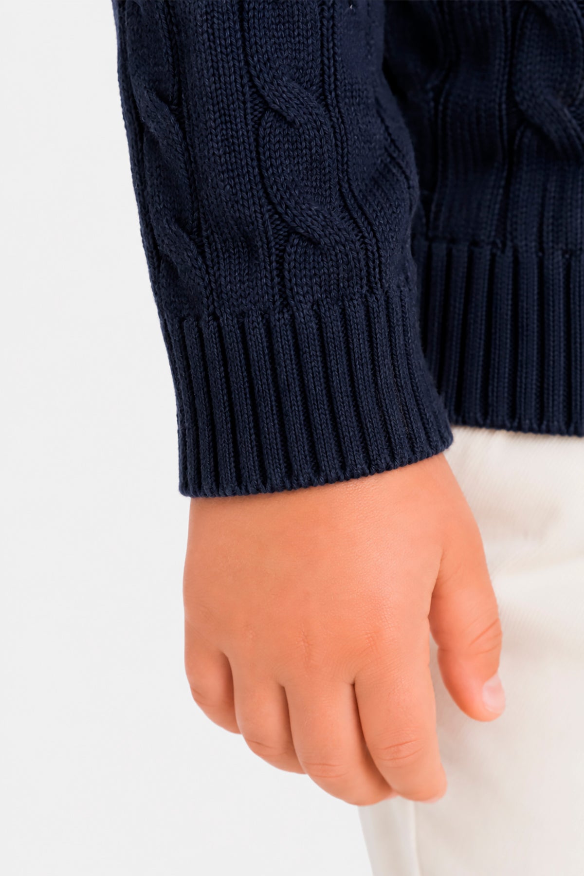Blauer Rollkragenpullover mit Zopfmuster Kids