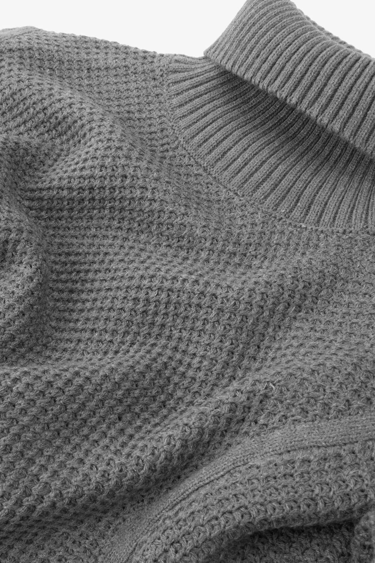 Maglia dolcevita punto canestro grigia