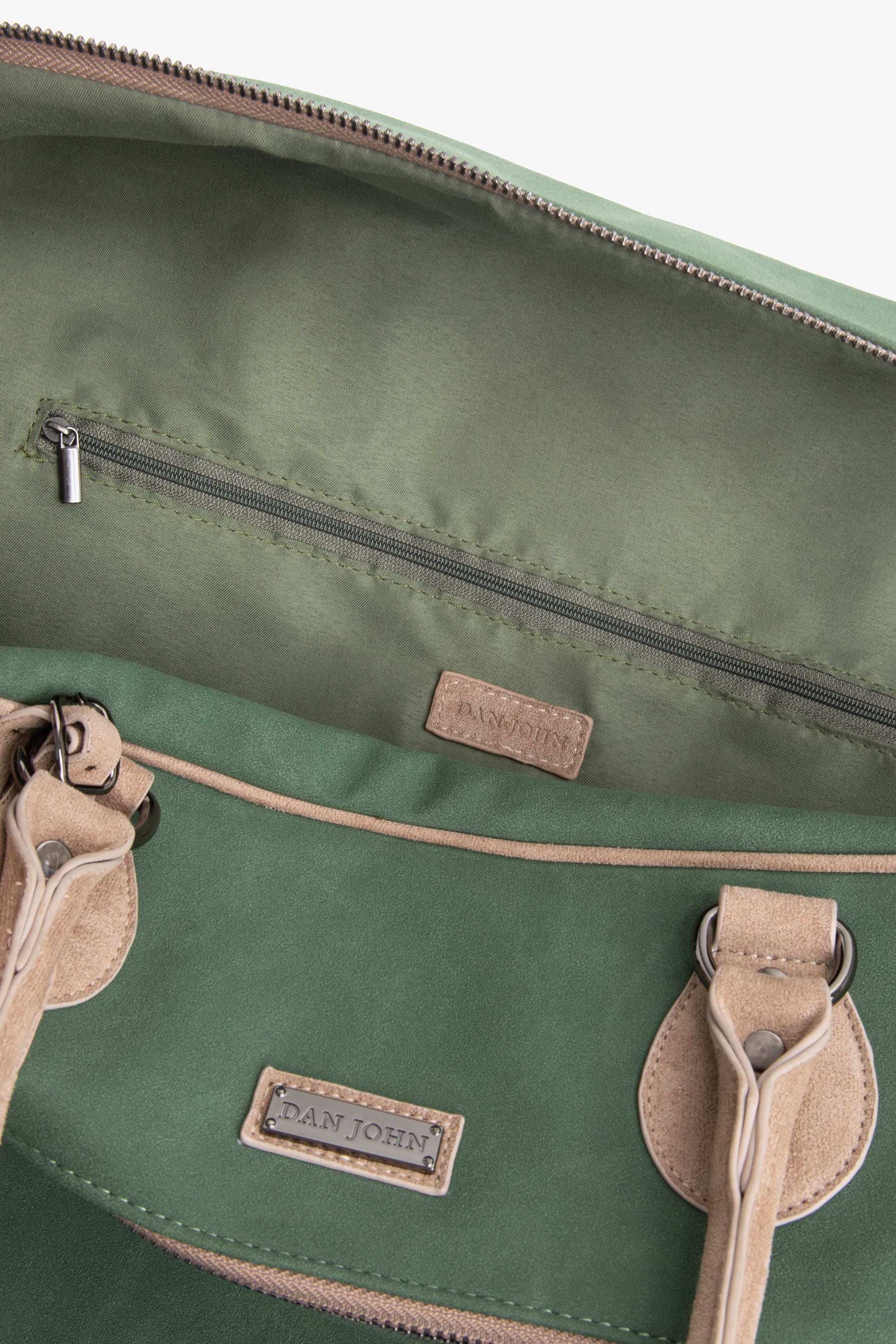 Green ecosuede duffel bag