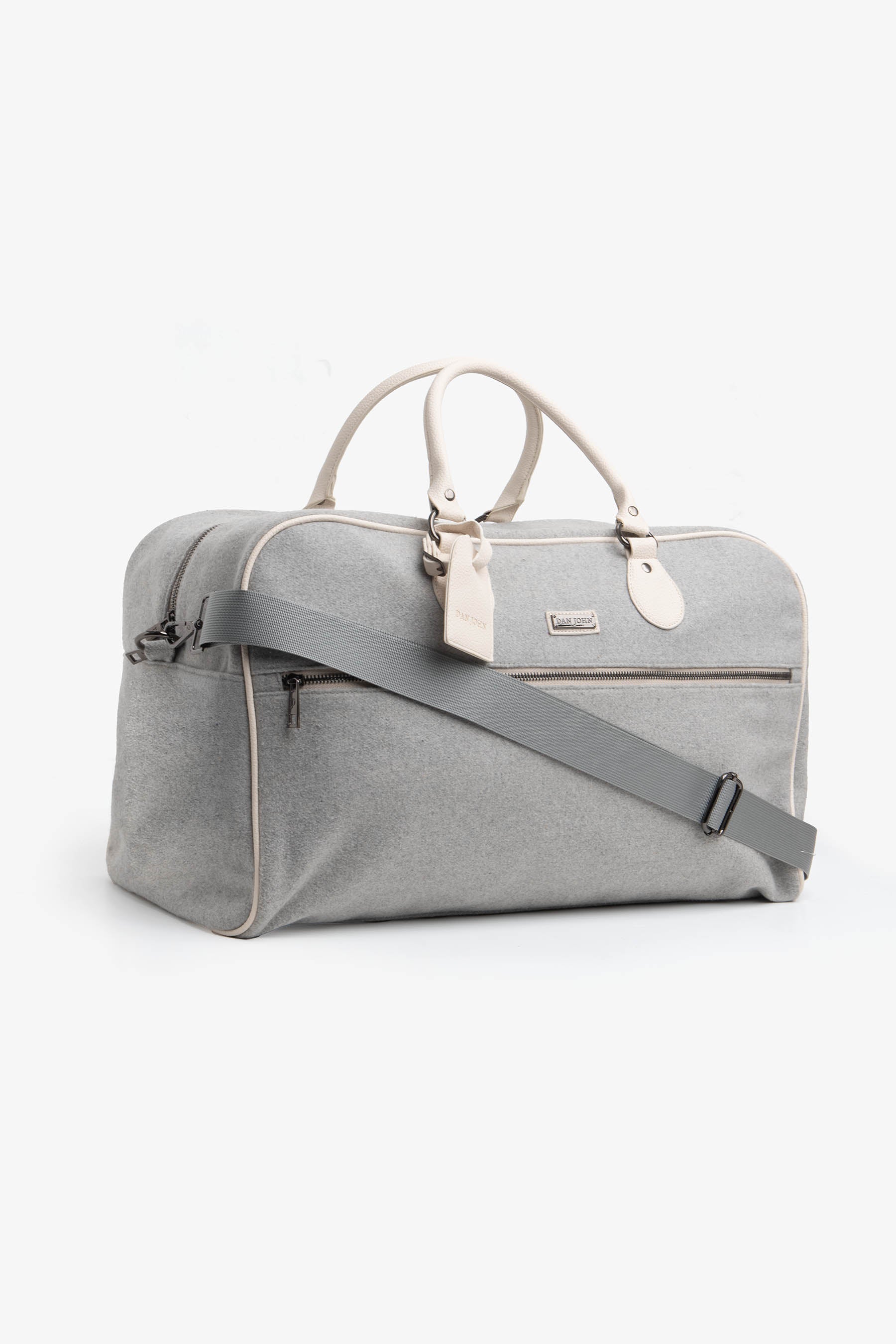 Gray flannel effect duffel bag