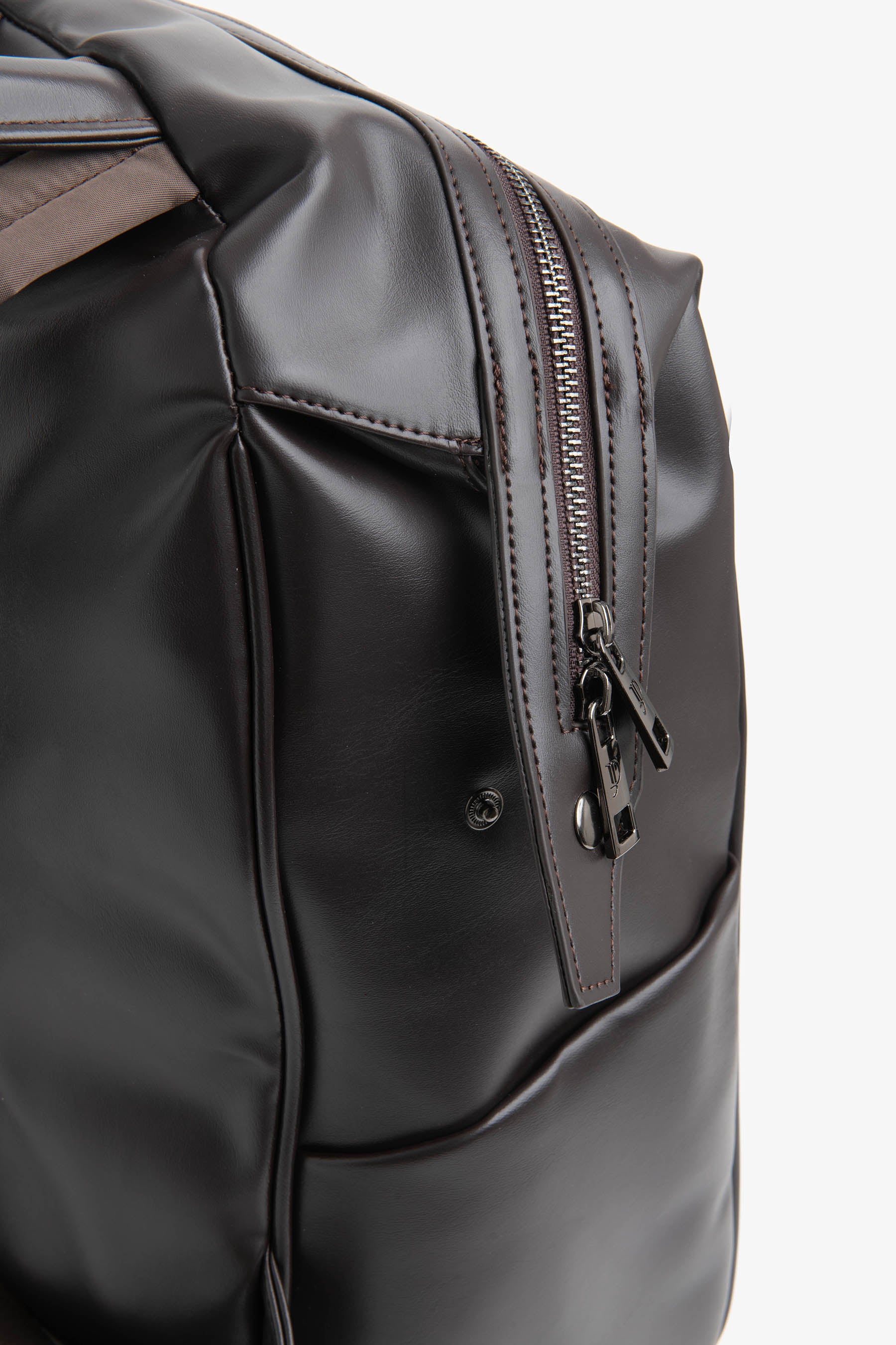 Dark brown leatherette backpack