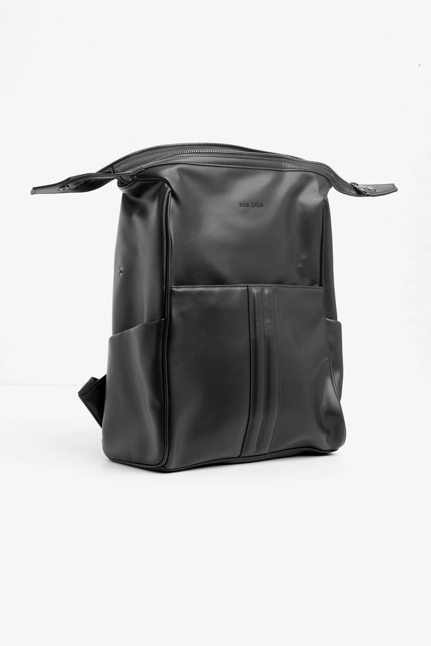 Black leatherette backpack