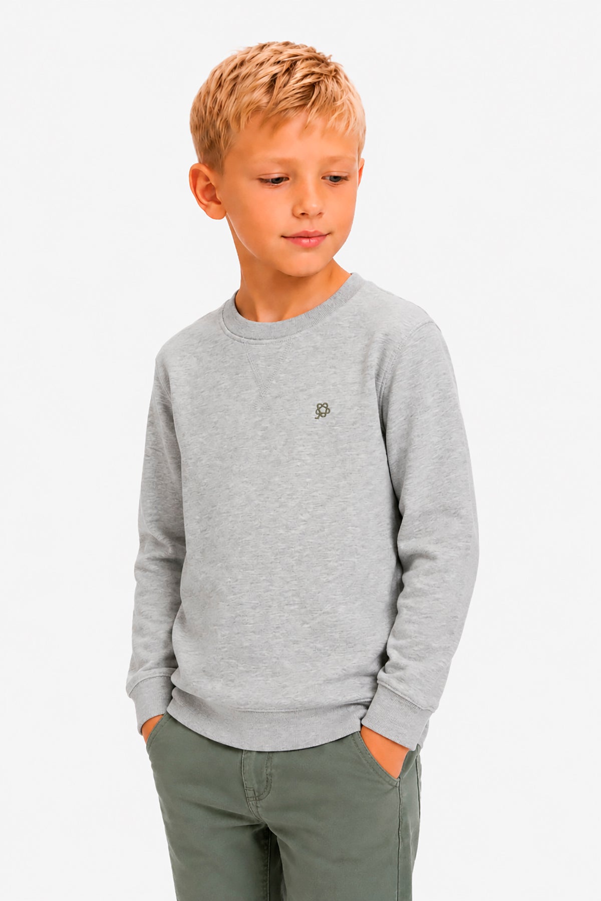 Felpa girocollo basic grigio chiaro Kids