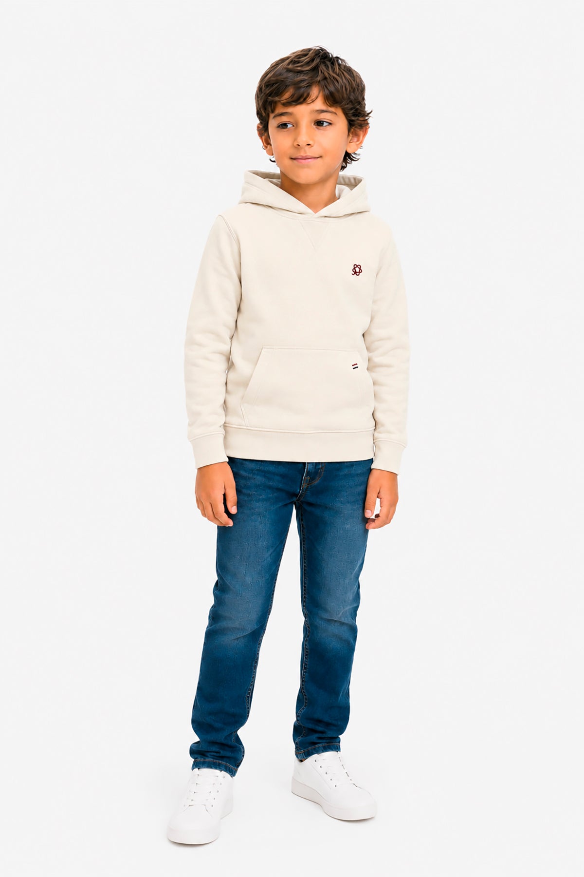 Felpa con cappuccio basic panna Kids