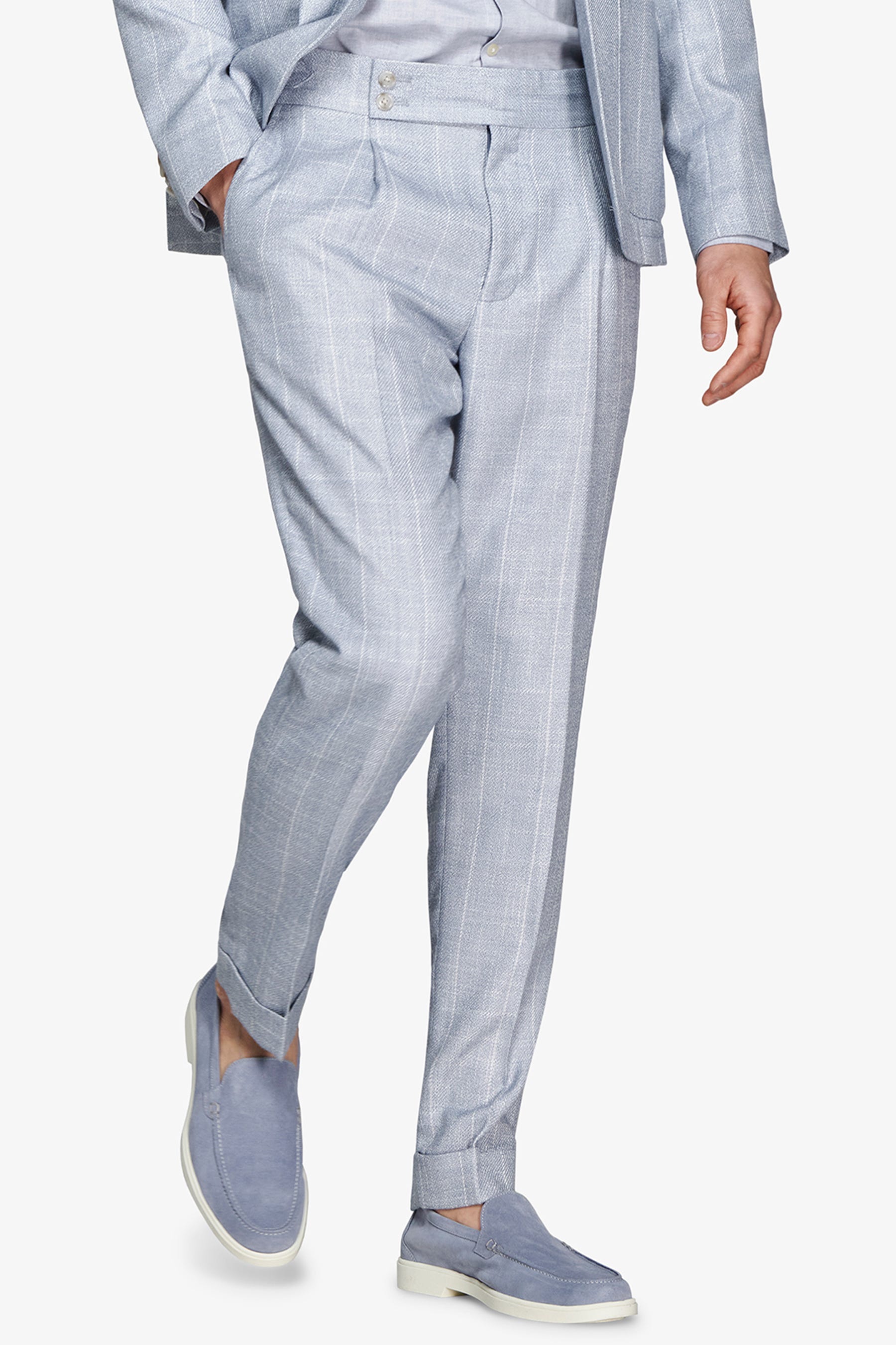 Pantaloni gessati celeste-Dan John