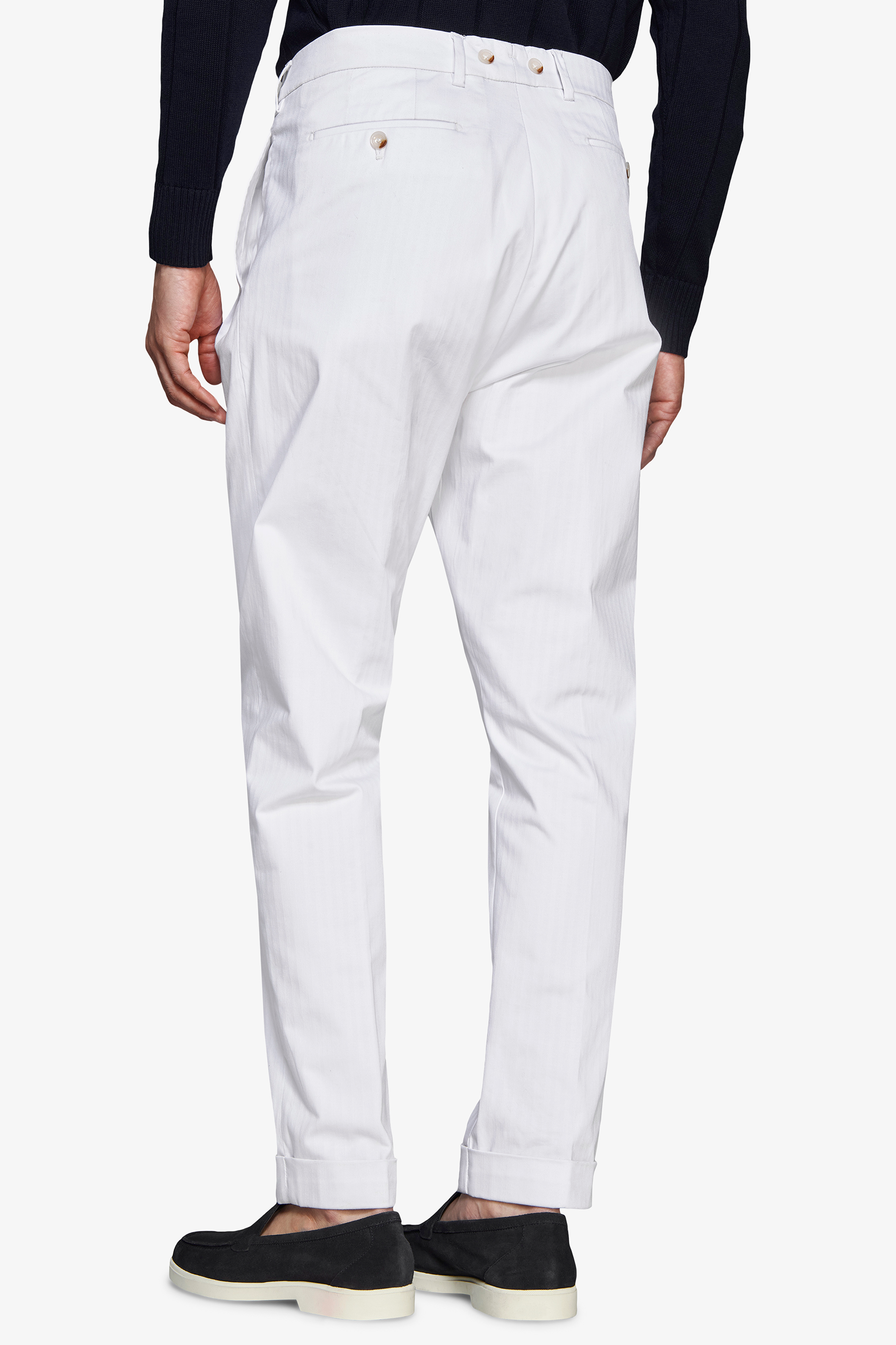 Pantaloni Herringbone bianchi